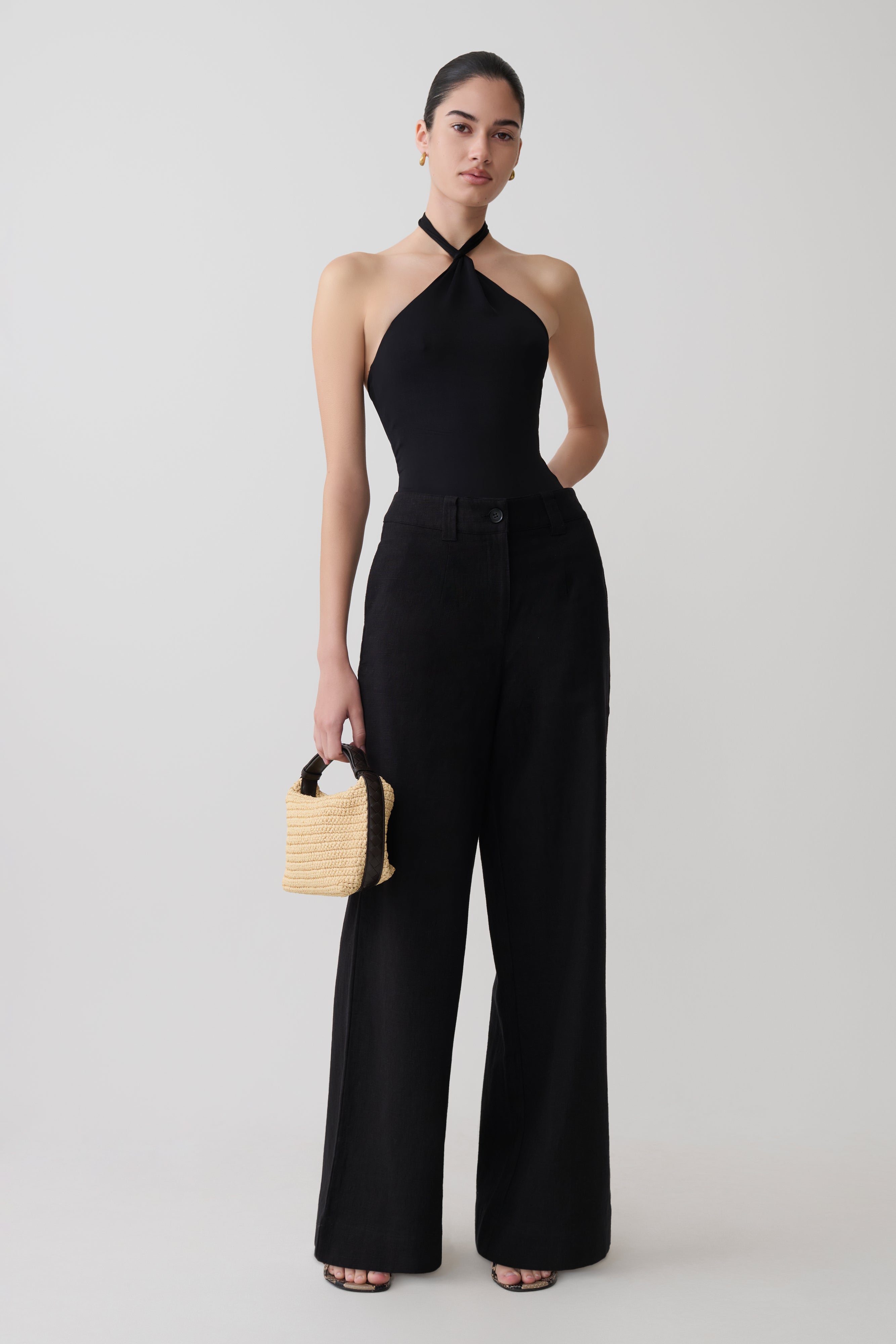Twisted Neck Bodysuit - Black
