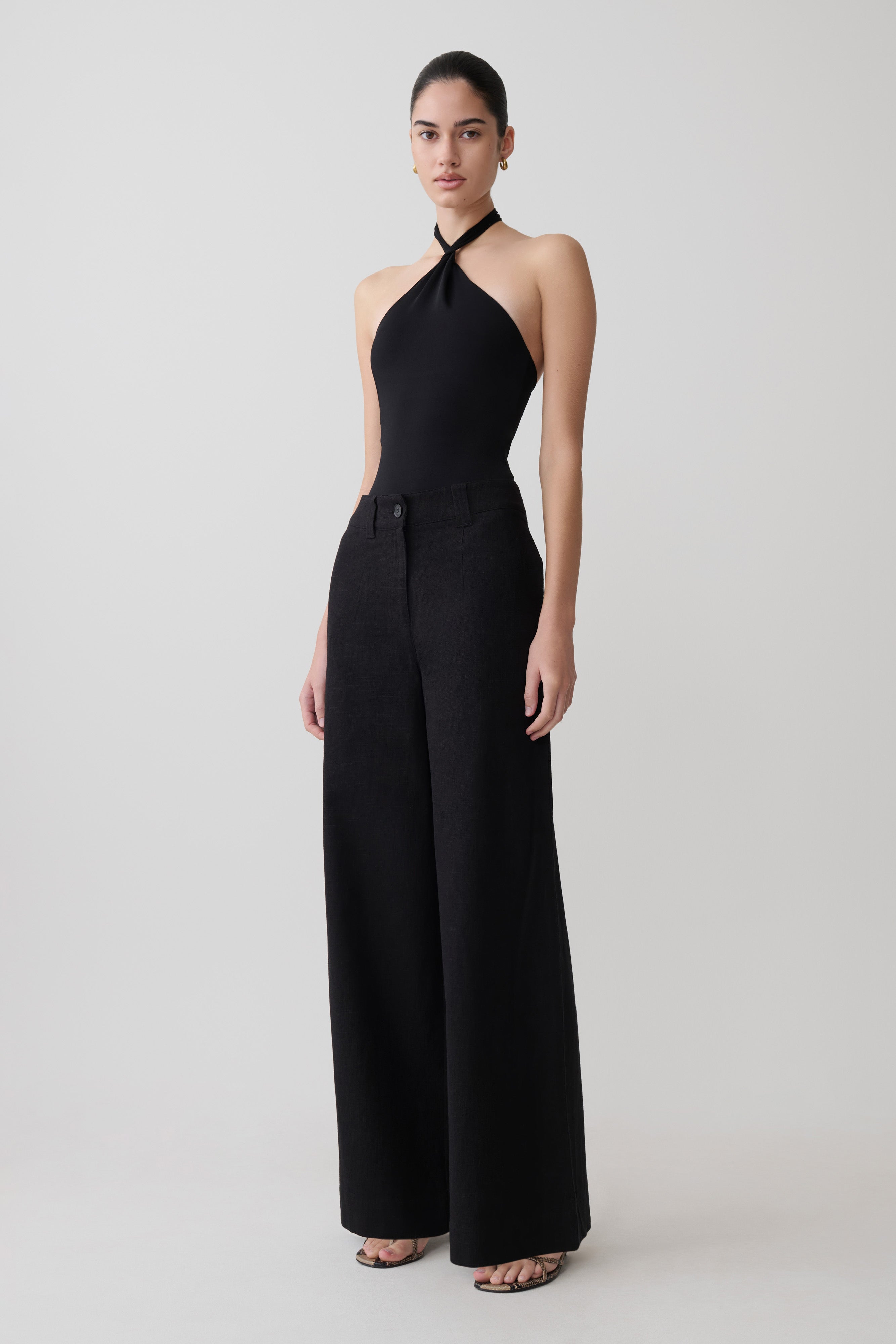 Twisted Neck Bodysuit - Black