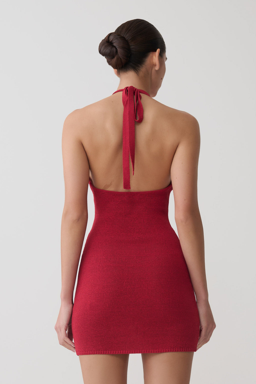 Crochet Halter Mini Dress - Pomegranate