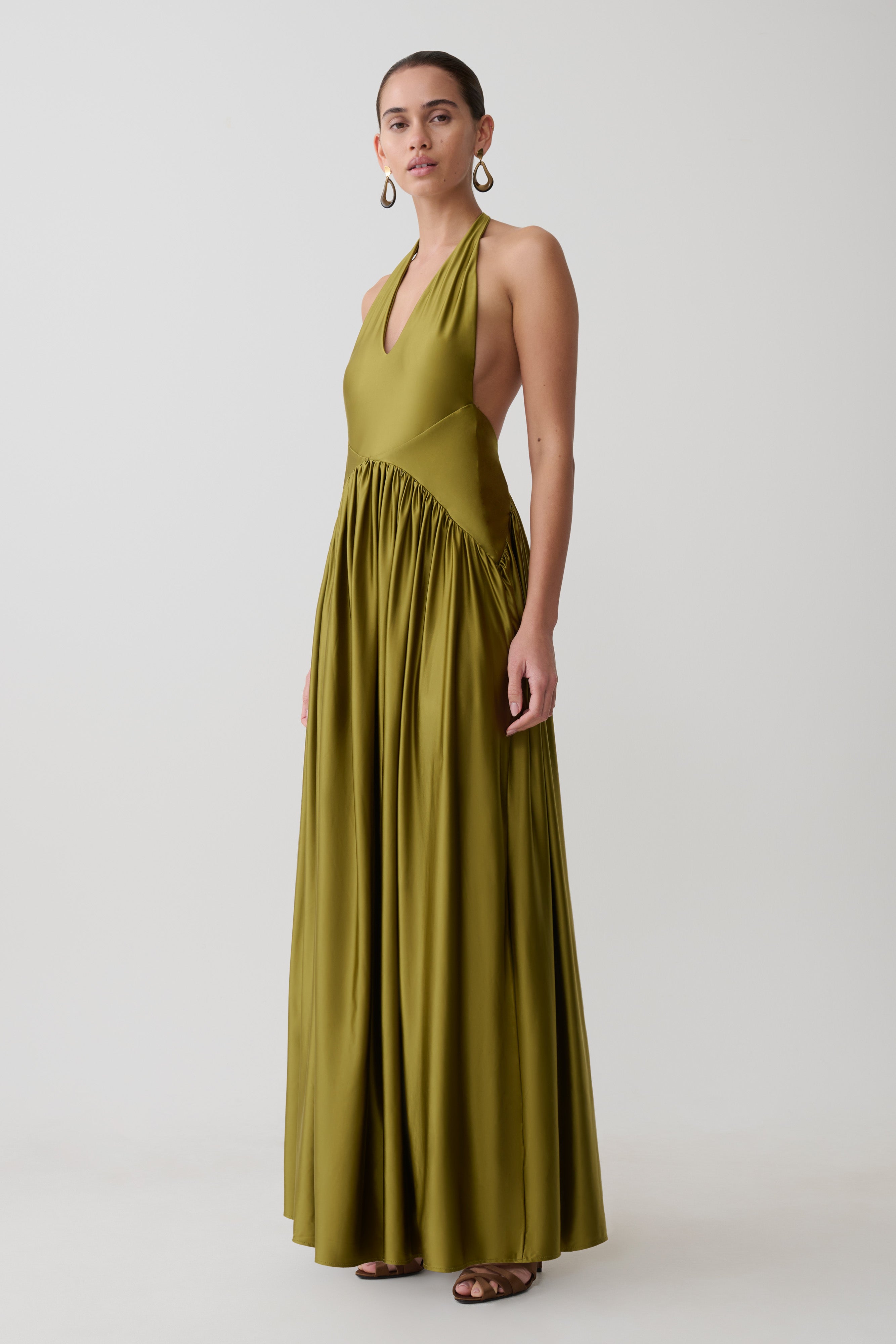 Halter Maxi Dress - Olive