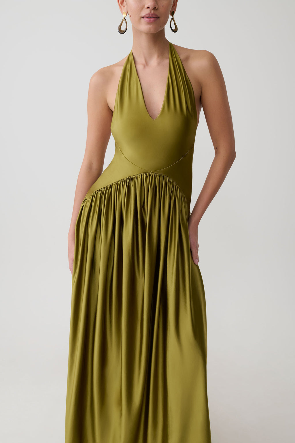 Halter Maxi Dress - Olive