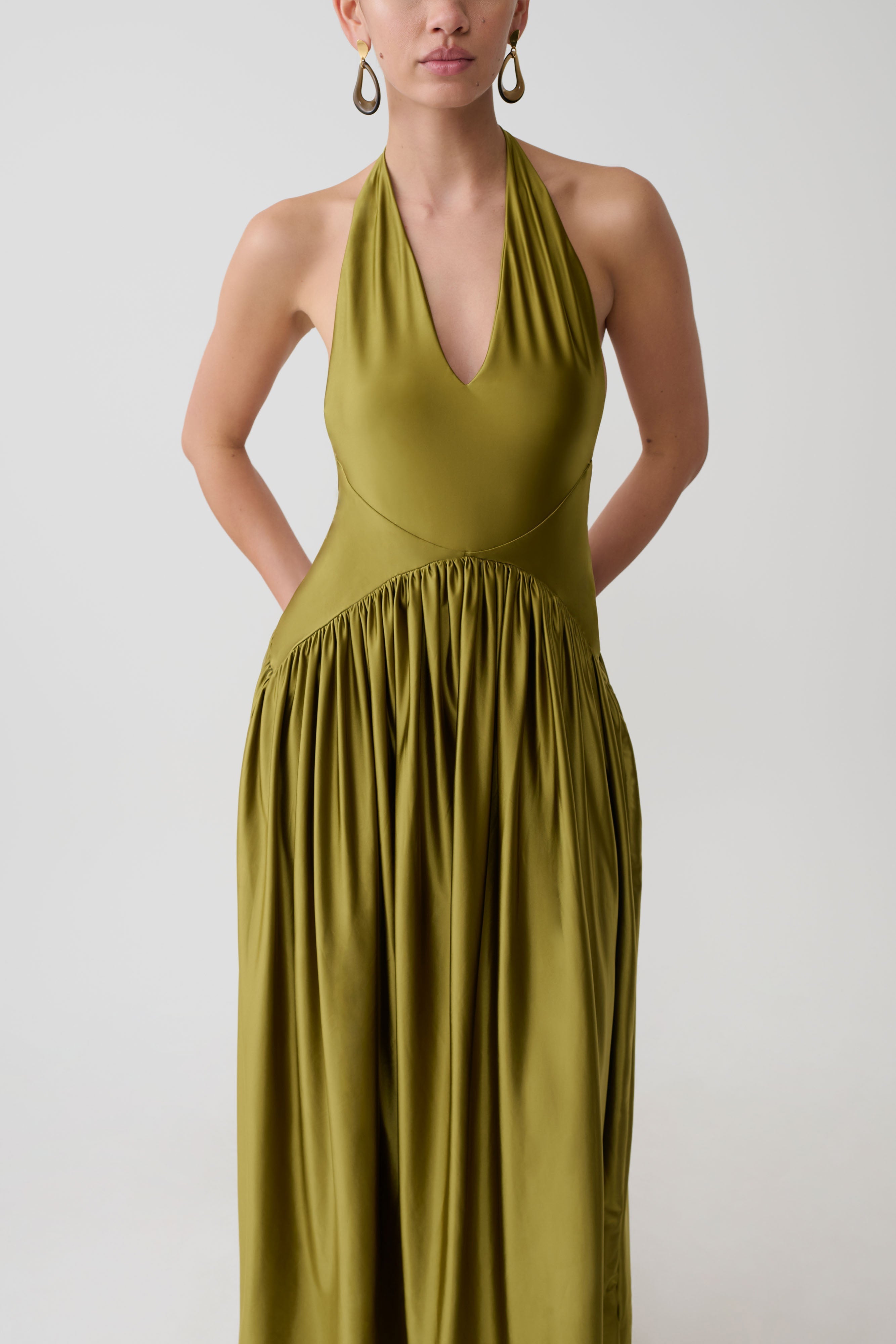 Halter Maxi Dress - Olive