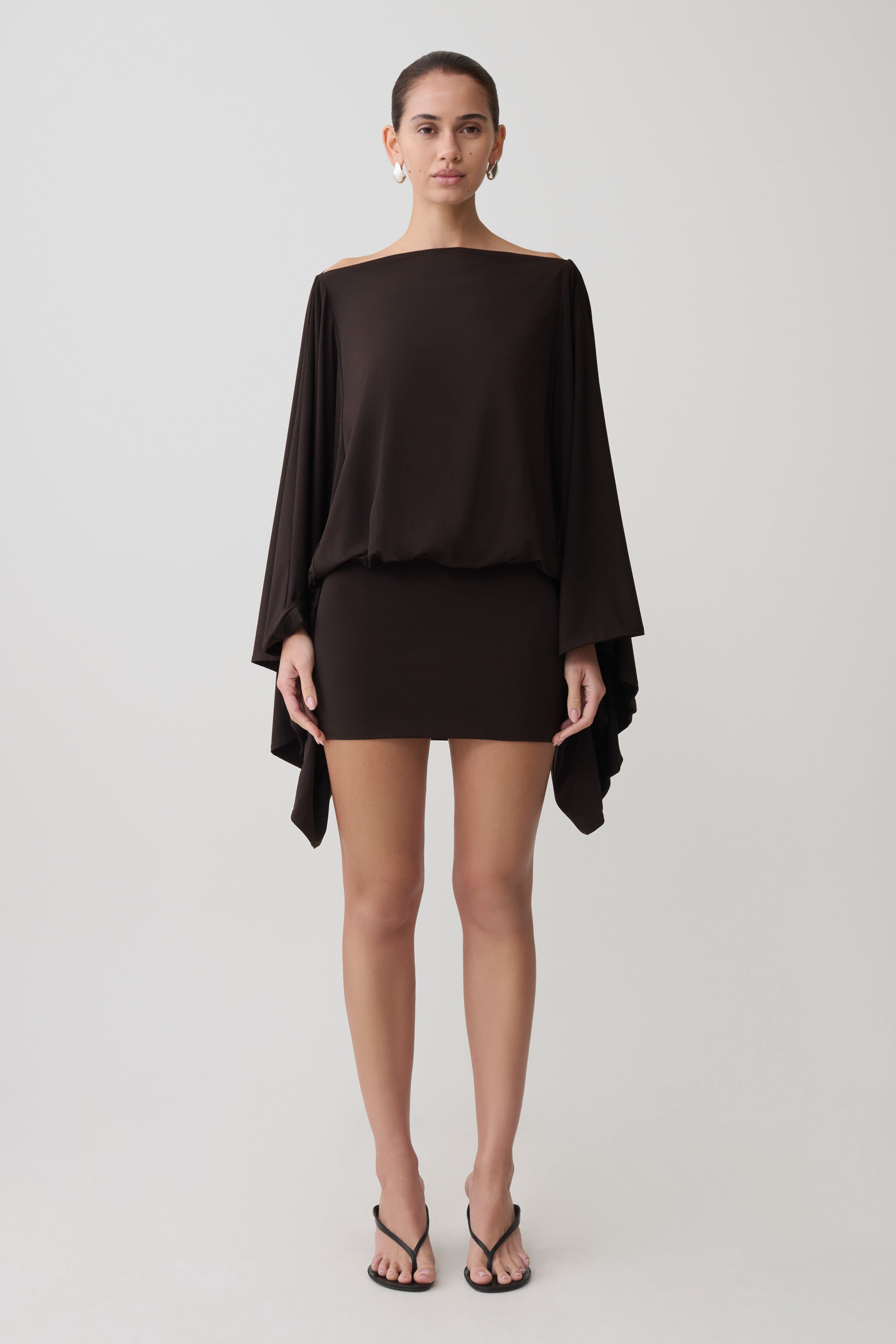 Draped Mini Dress - Dark Chocolate