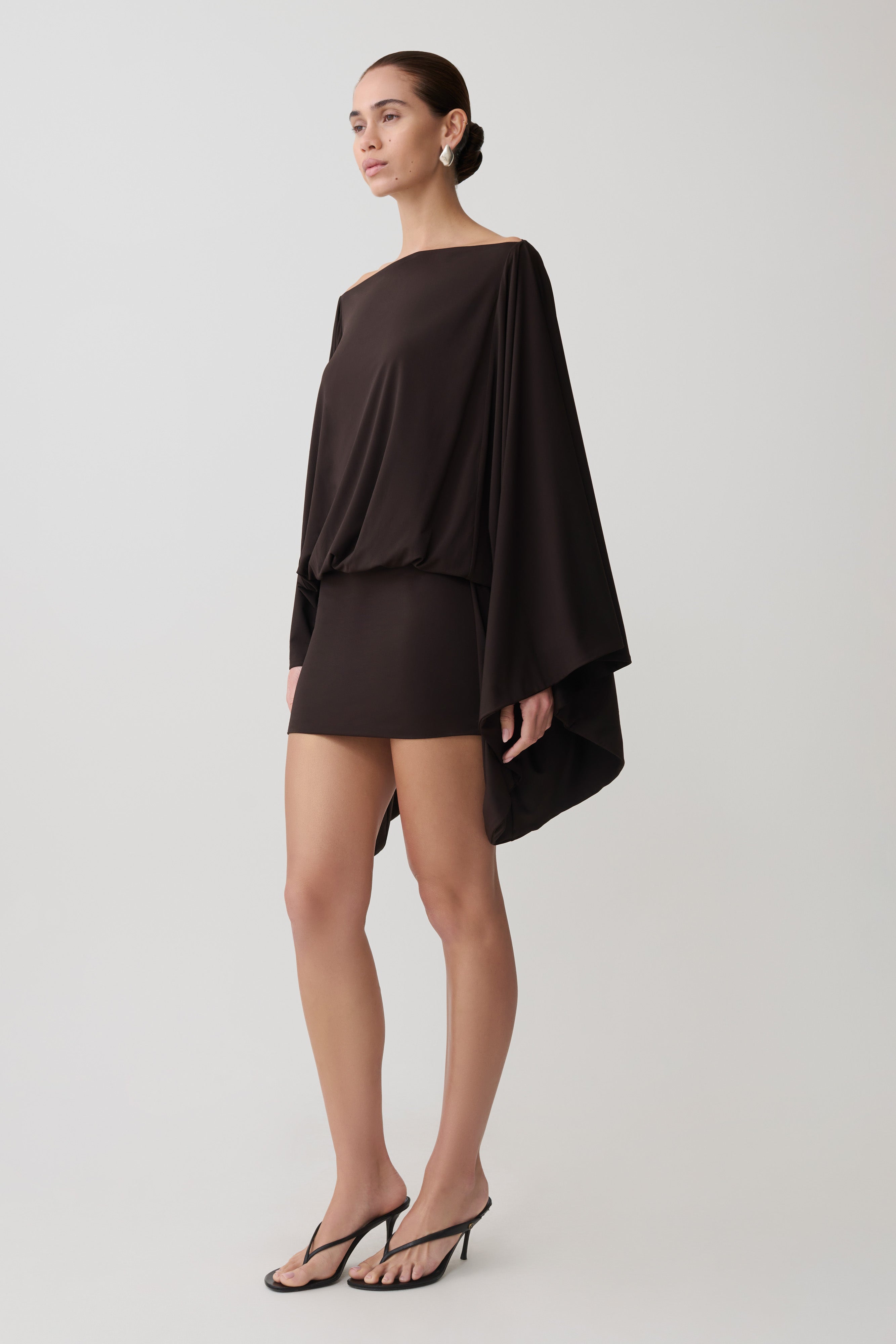 Draped Mini Dress - Dark Chocolate