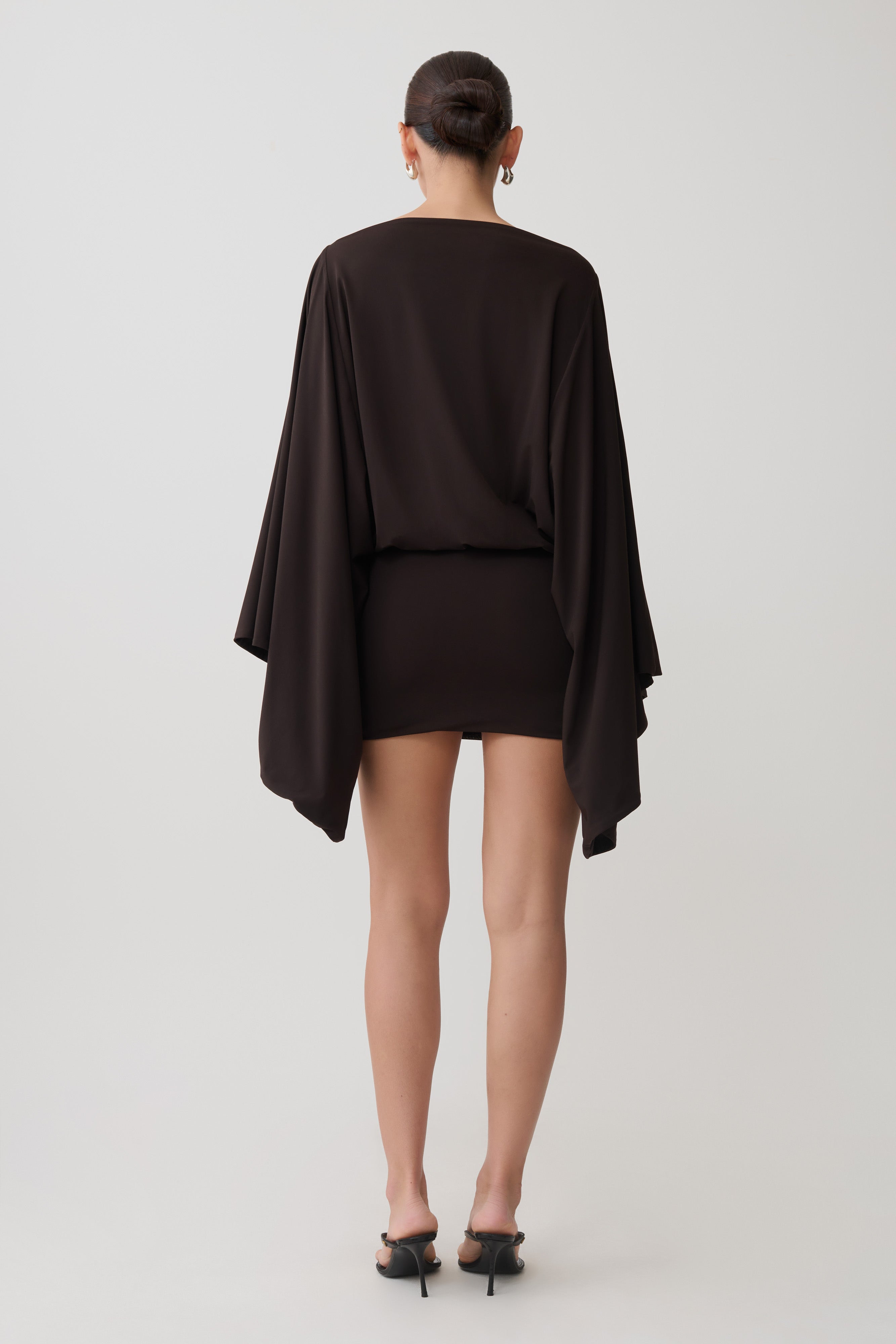 Draped Mini Dress - Dark Chocolate