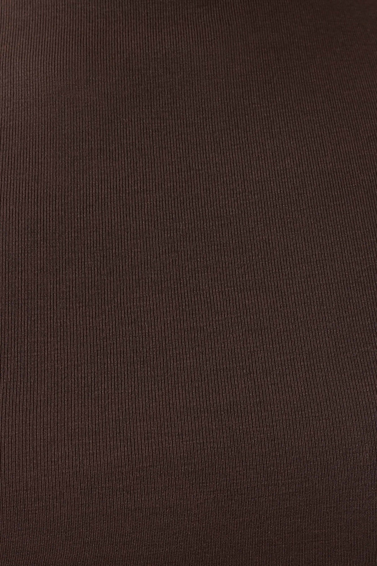 High Neck Top With Piping Detail - Dark Chocolate