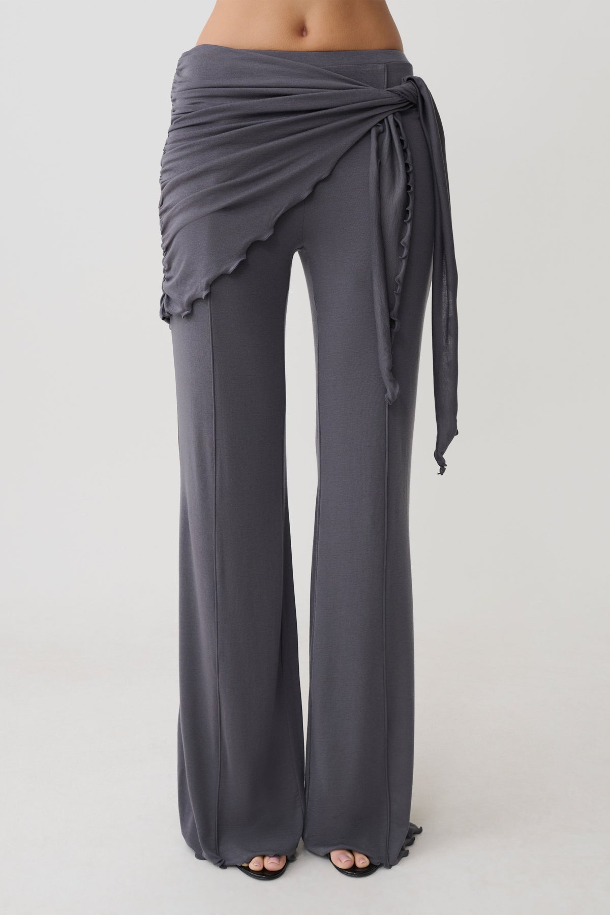 Recht model broek met tailleband - Grijs