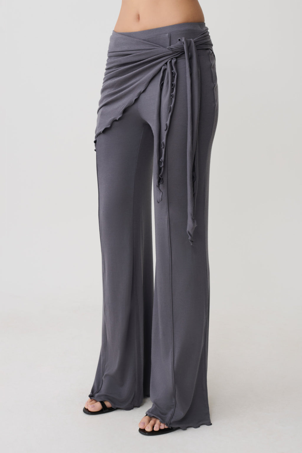 Recht model broek met tailleband - Grijs