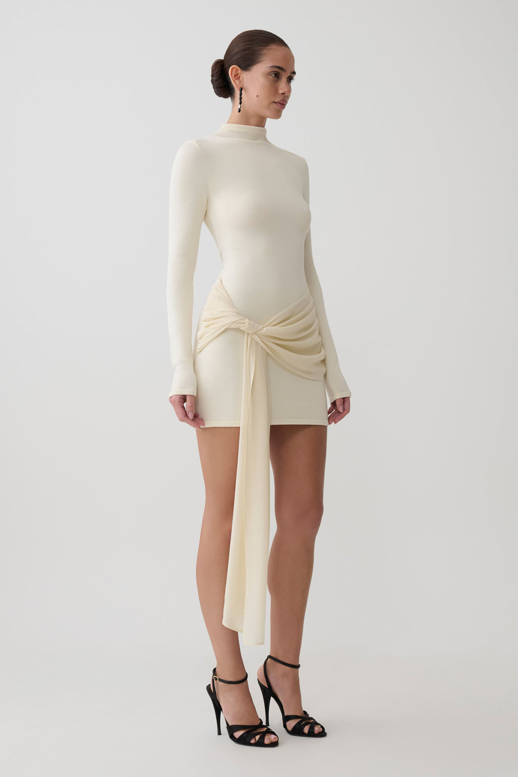 Knit Chiffon Mini Dress - Buttercream