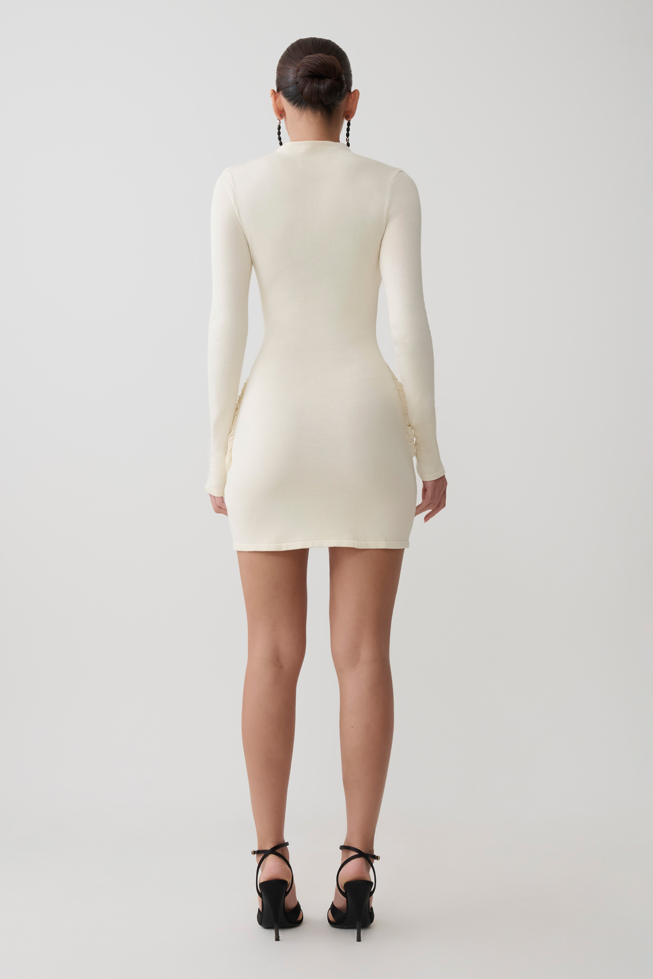 Knit Chiffon Mini Dress - Buttercream