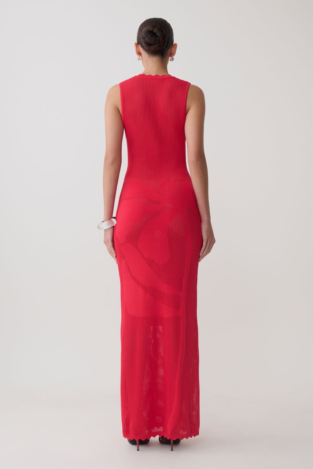 Floral Knit Maxi Dress - Pomegranate