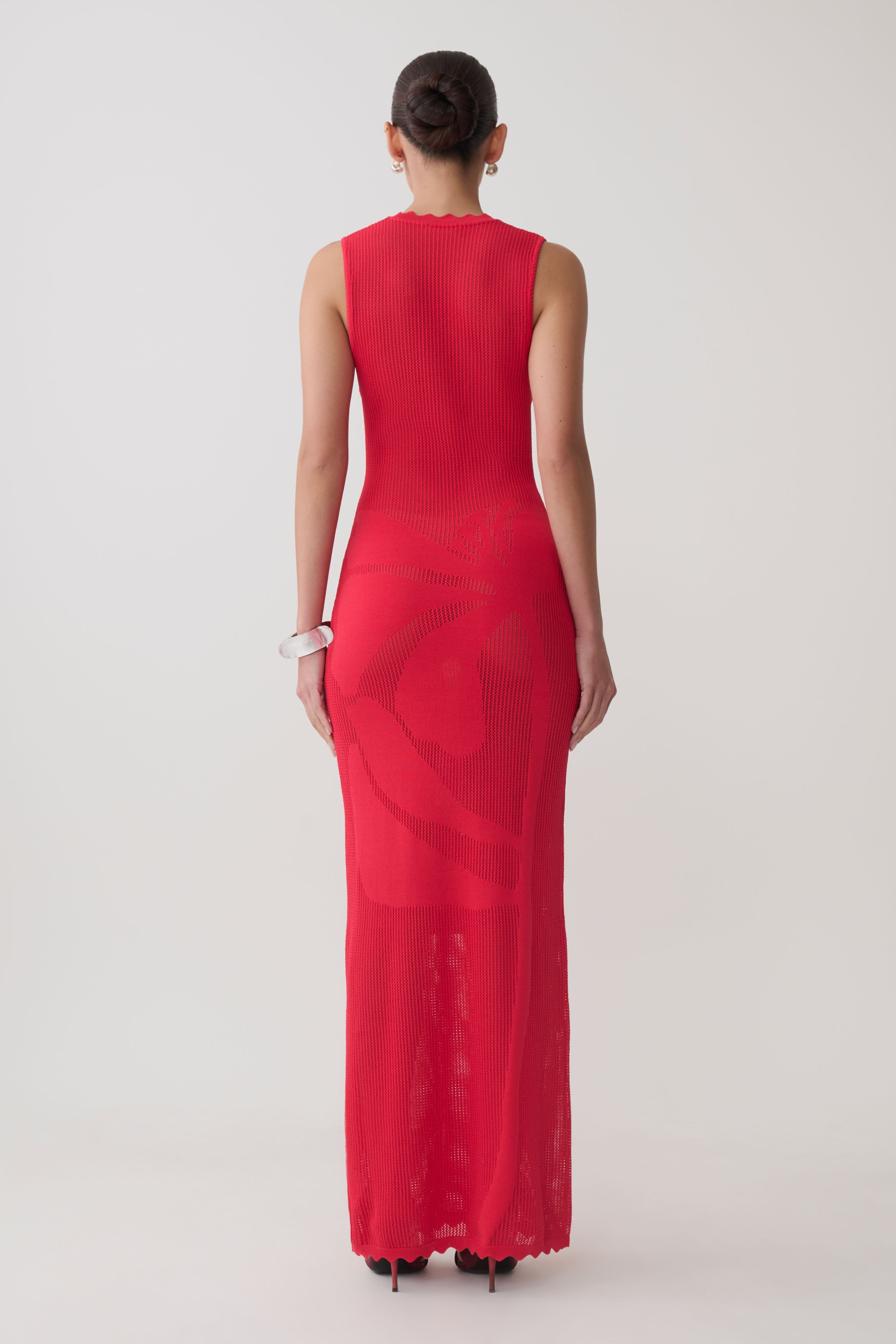 Floral Knit Maxi Dress - Pomegranate