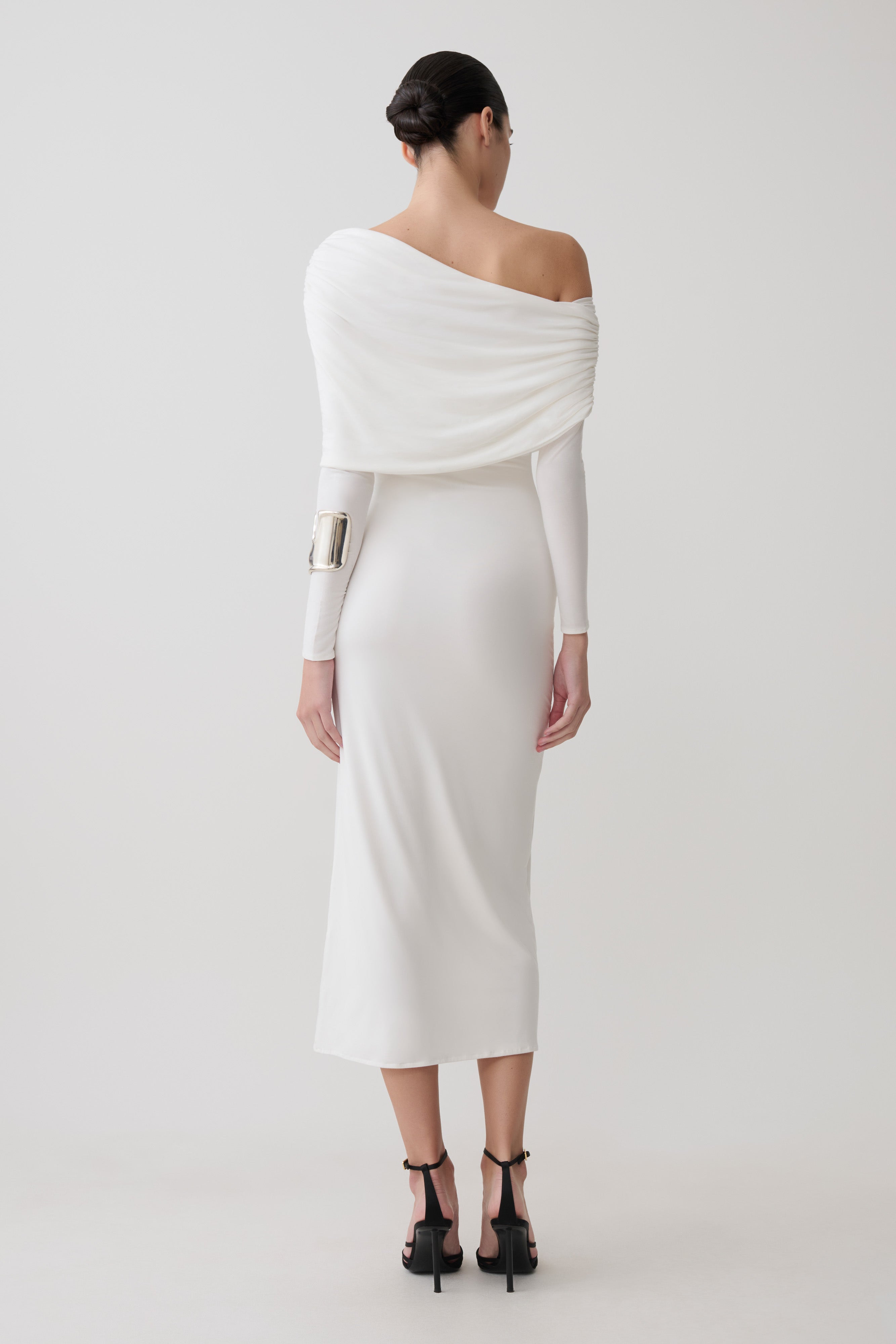 Modal One Shoulder Midi Dress - White