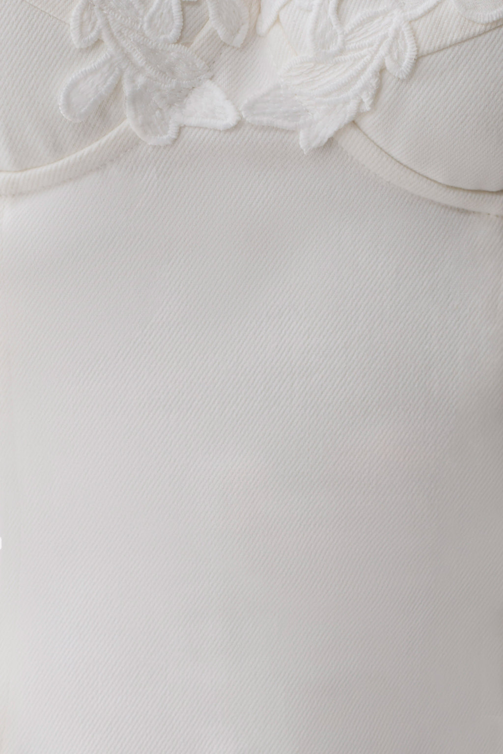 Applique Denim Bustier Mini Dress - White