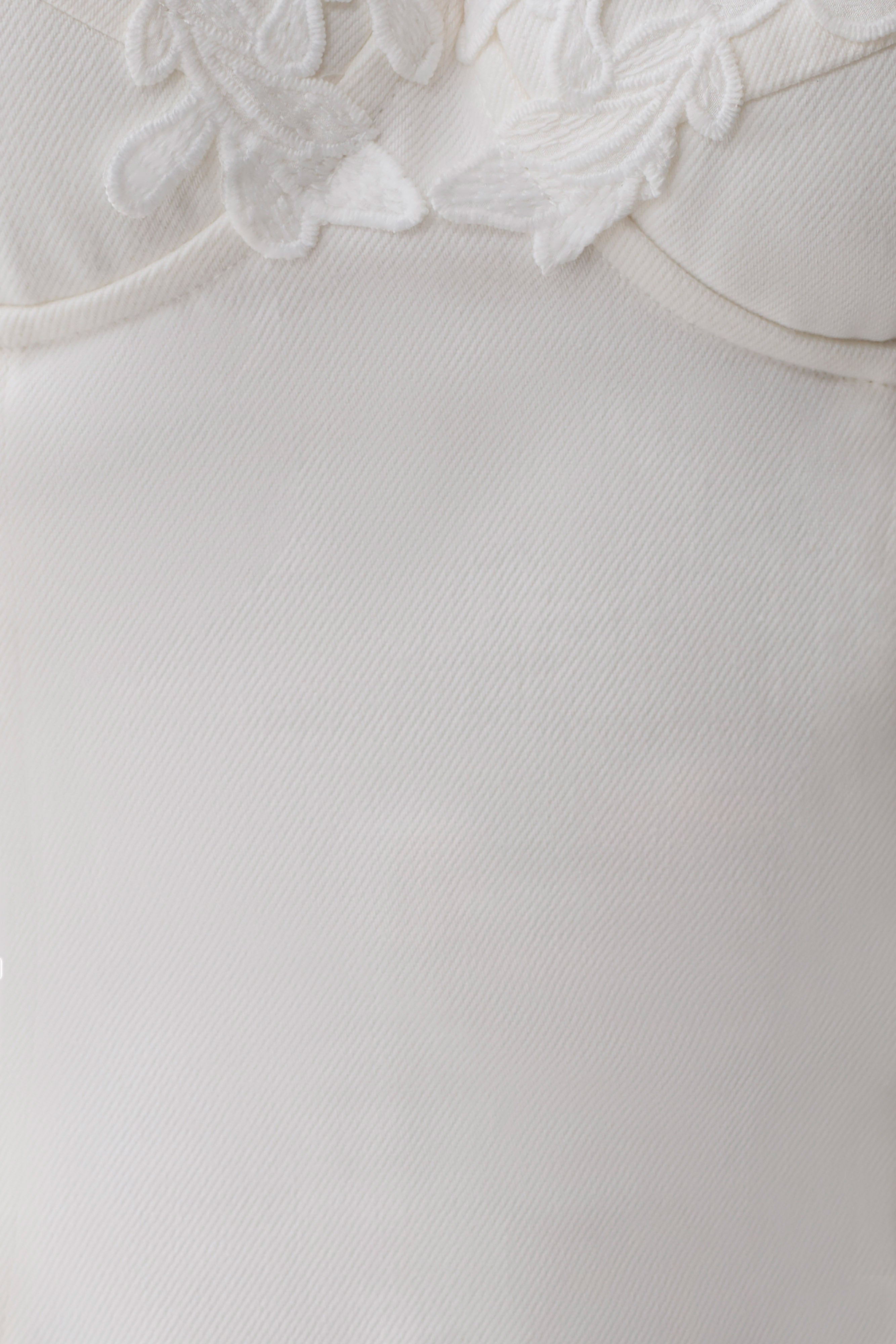 Applique Denim Bustier Mini Dress - White