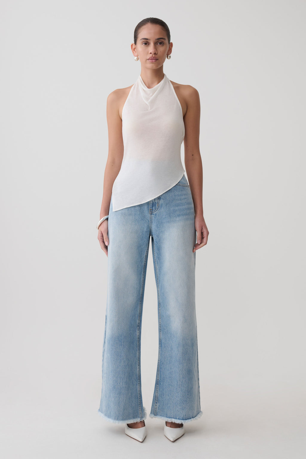Relaxed Sheer Halter Top - Ivory