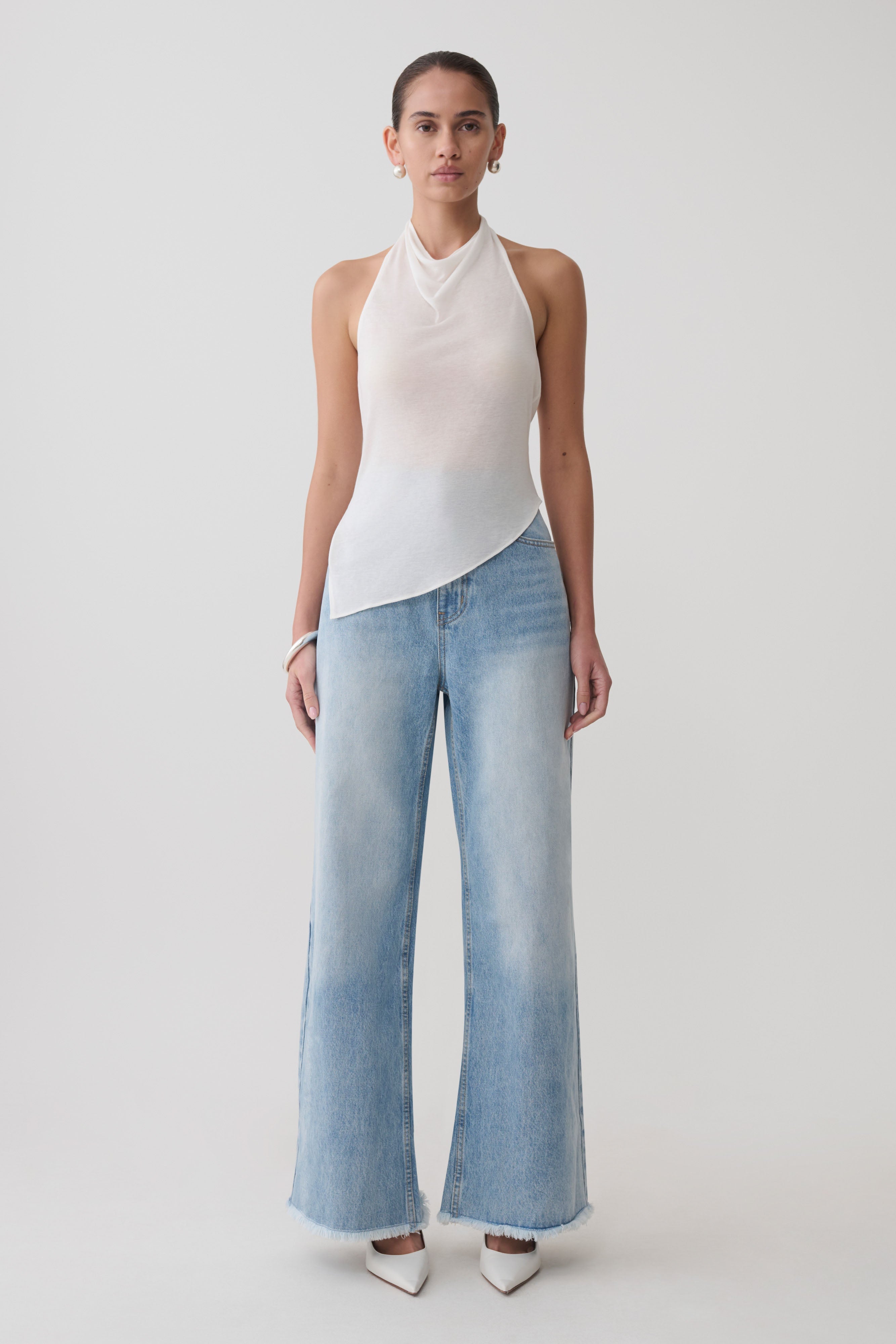 Relaxed Sheer Halter Top - Ivory