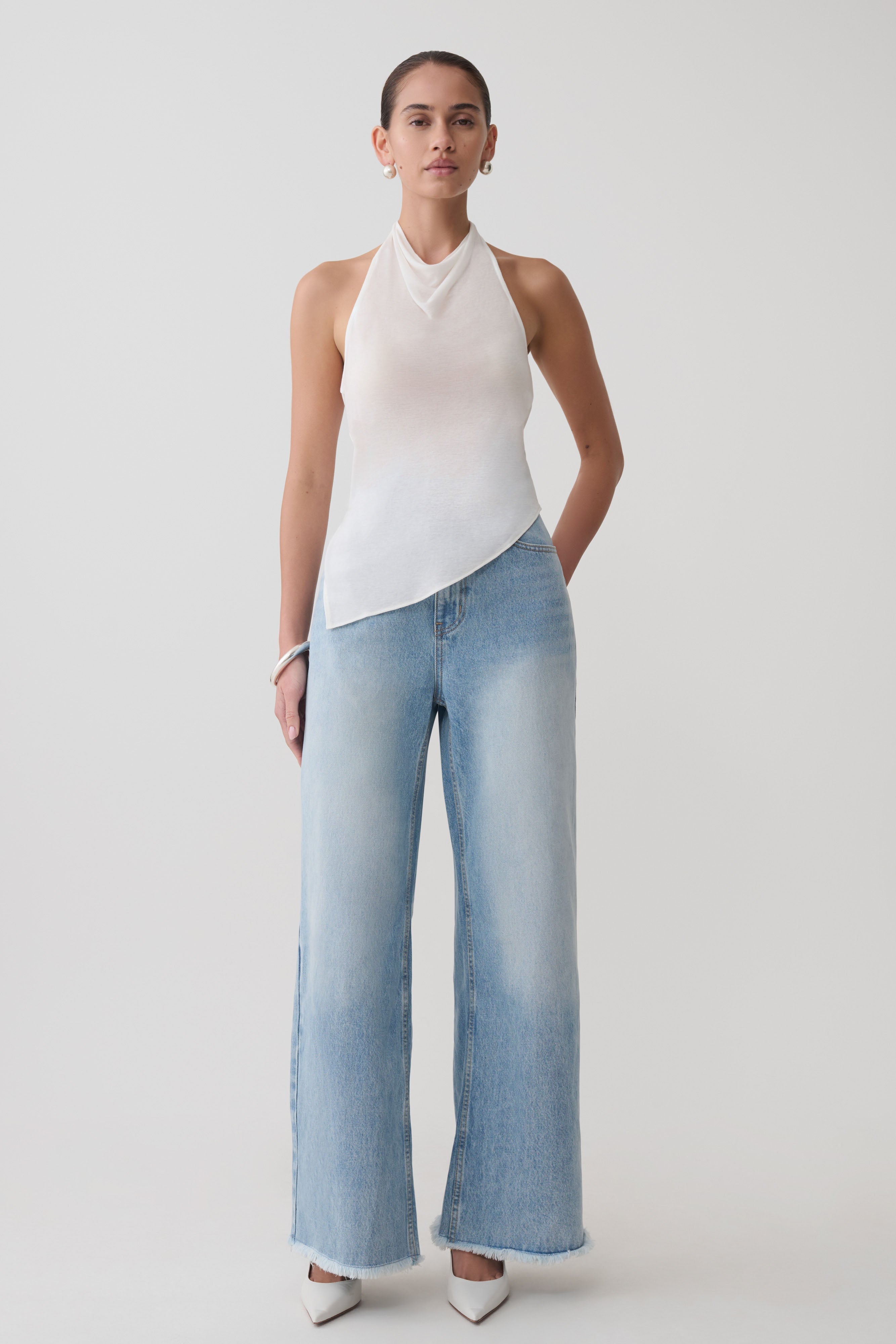 Relaxed Sheer Halter Top - Ivory