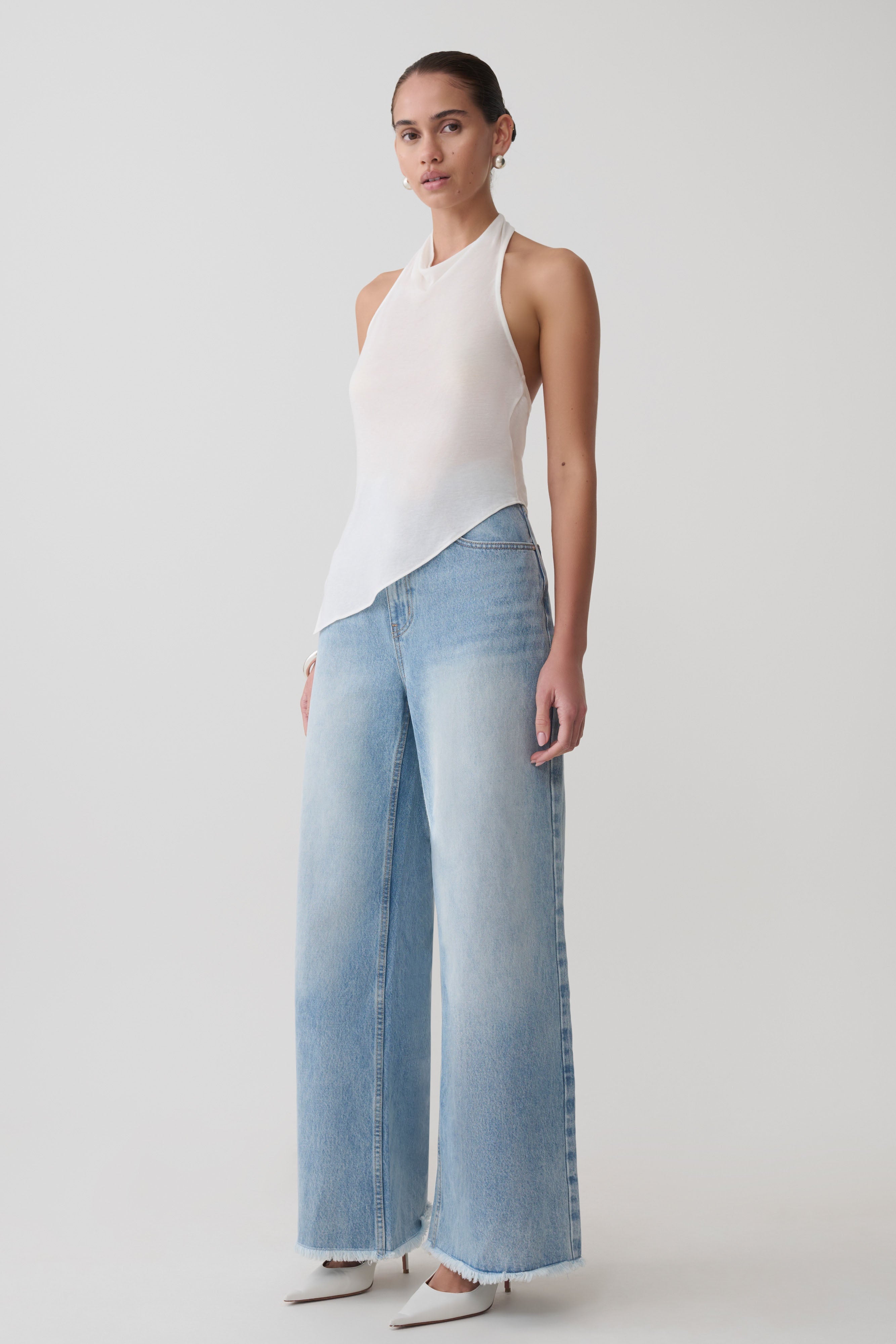 Relaxed Sheer Halter Top - Ivory