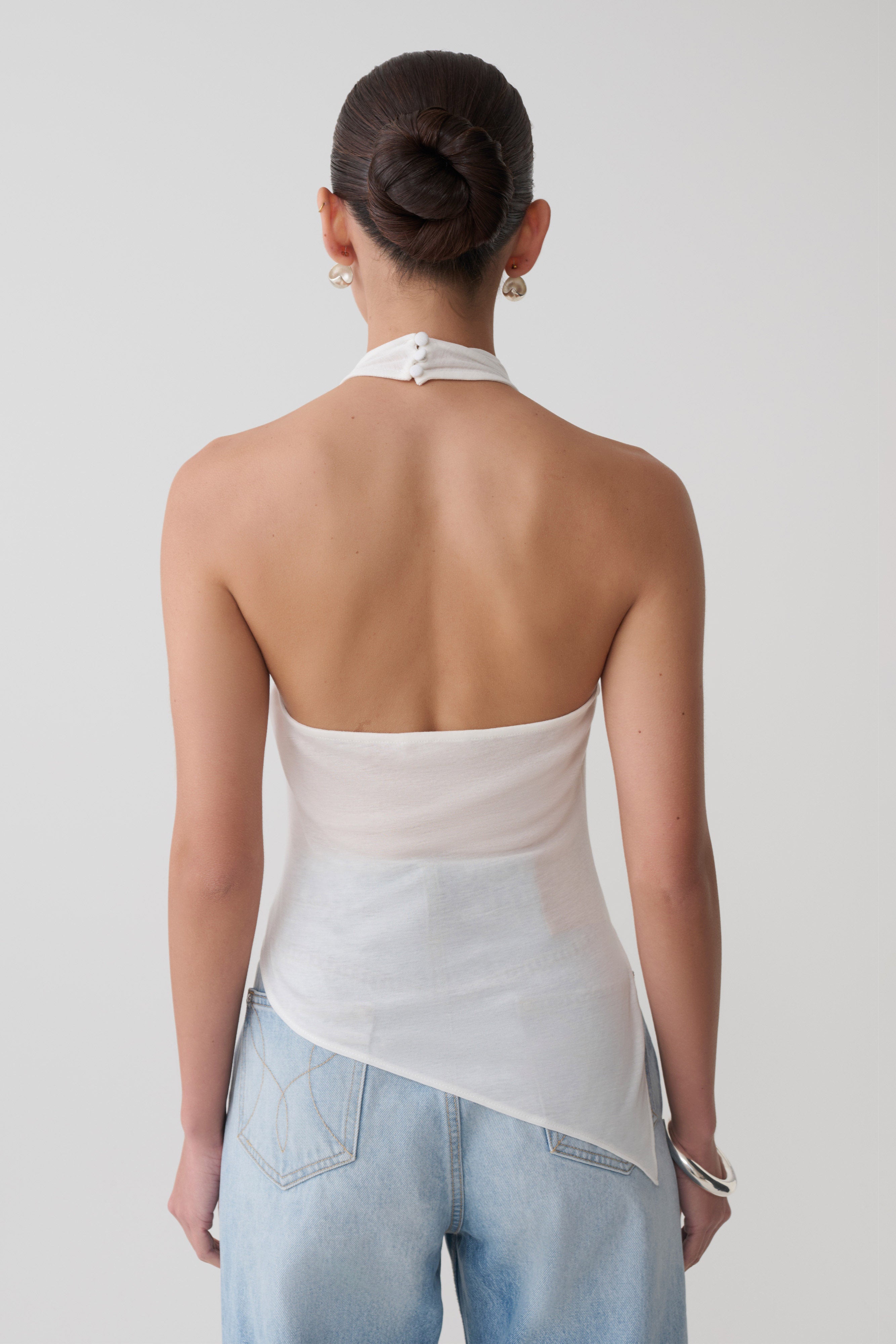 Relaxed Sheer Halter Top - Ivory