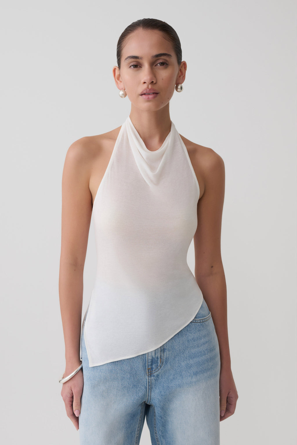 Relaxed Sheer Halter Top - Ivory