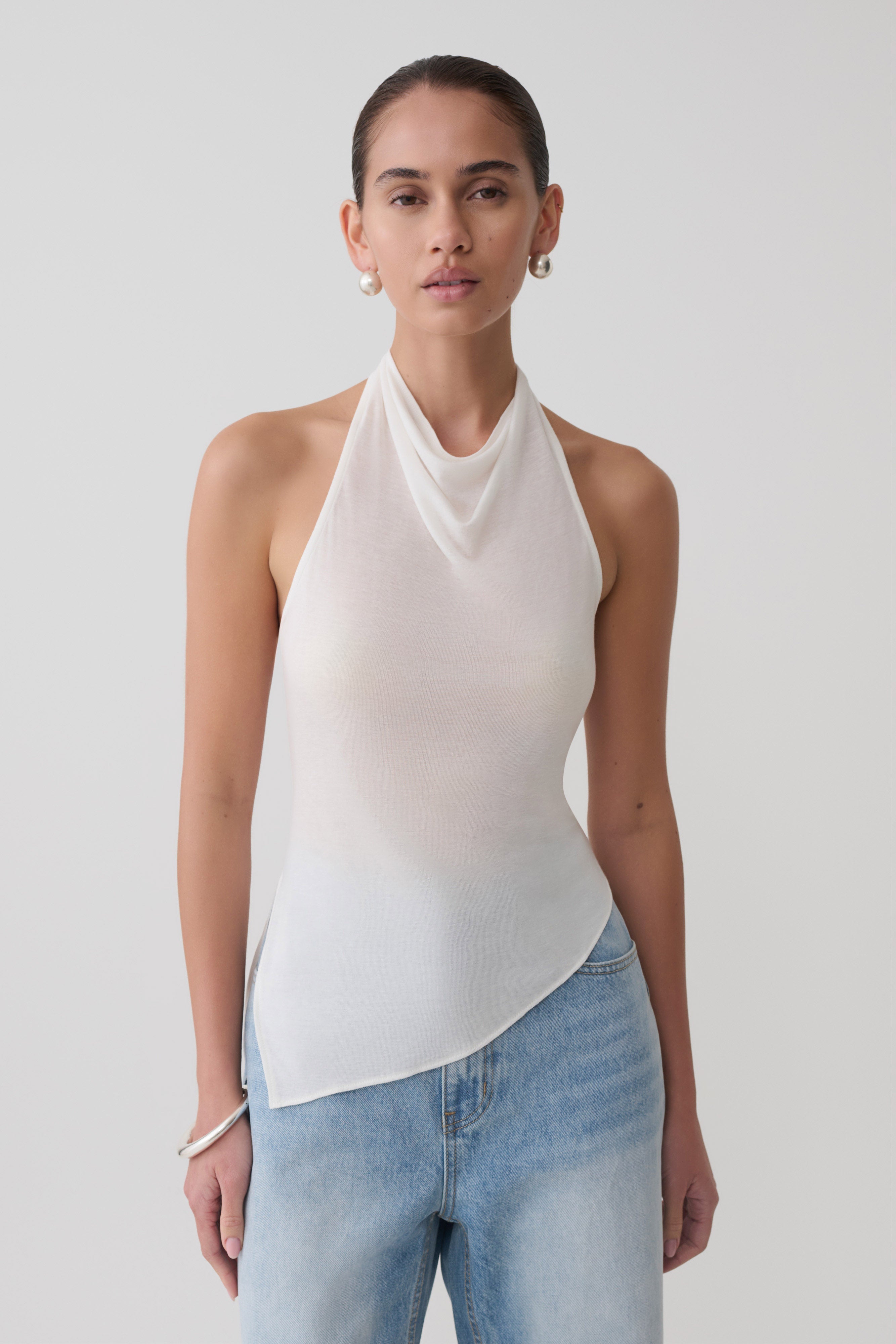 Relaxed Sheer Halter Top - Ivory
