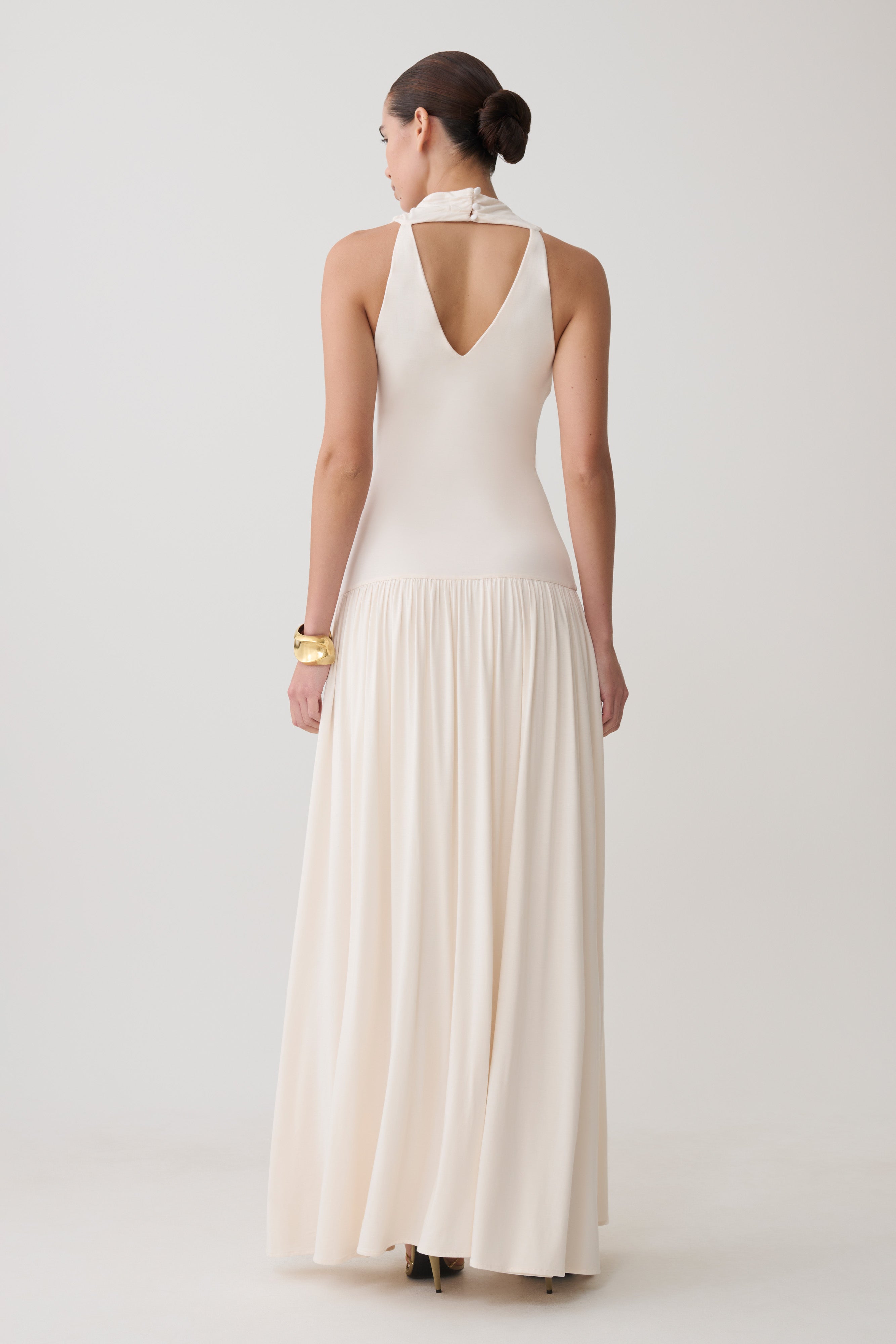 High Neck Modal Maxi Dress - Ivory