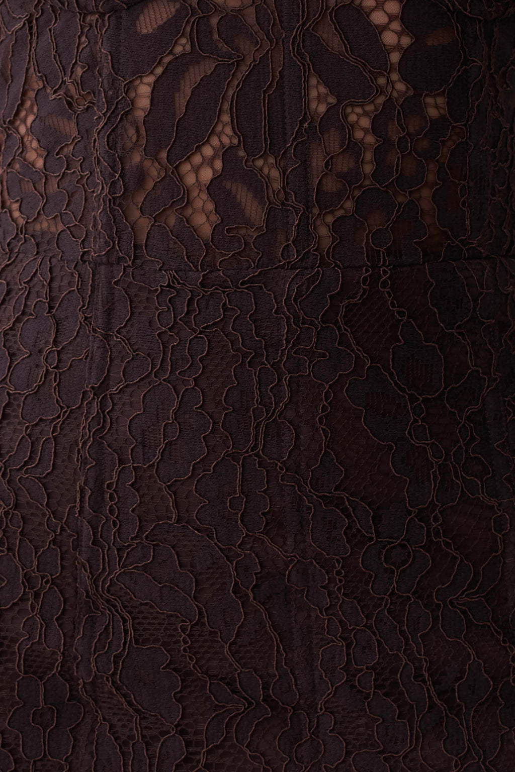 Lace And Mesh Midi Dress - Dark Chocolate
