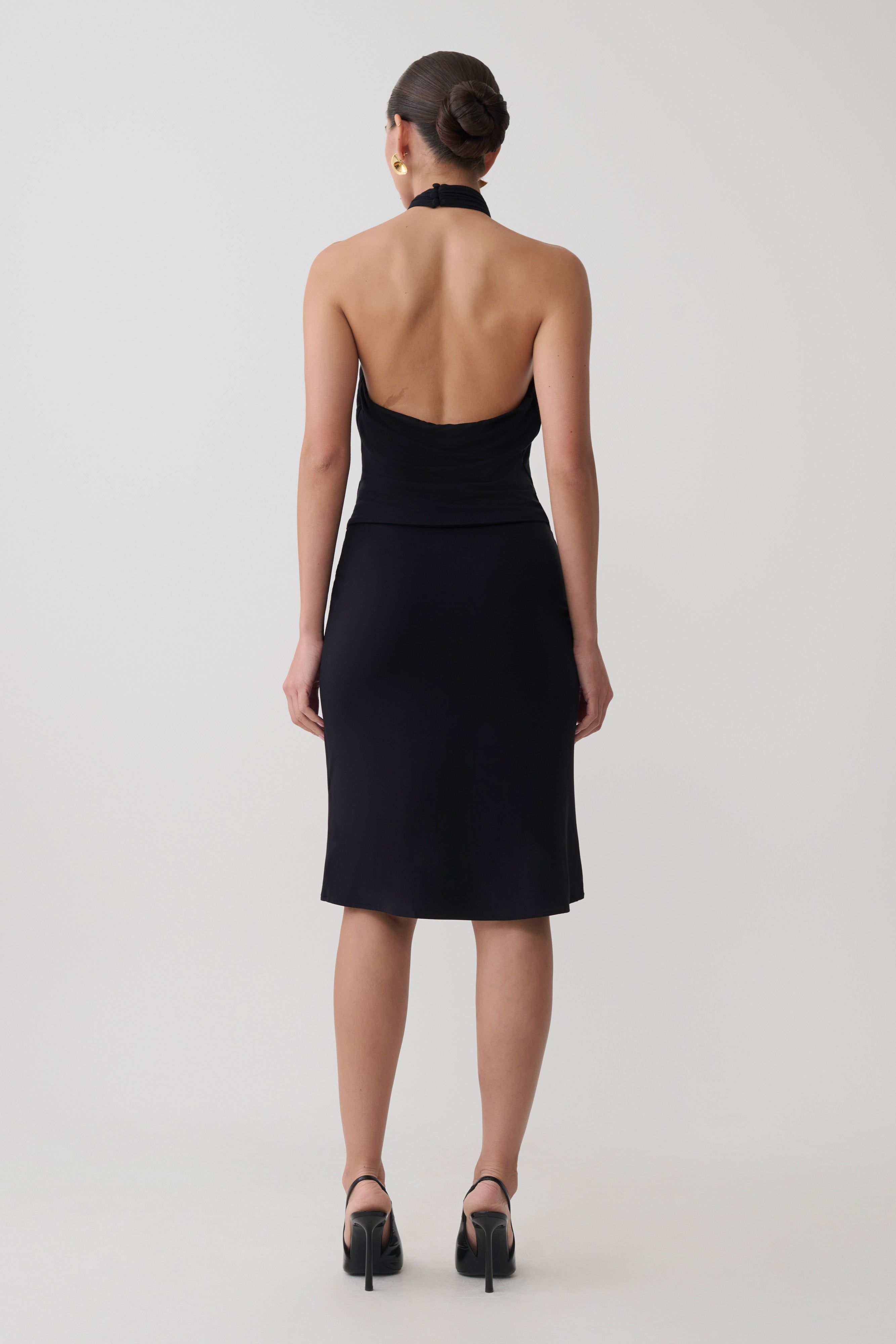 Viscose Sleeveless Halter Top - Black
