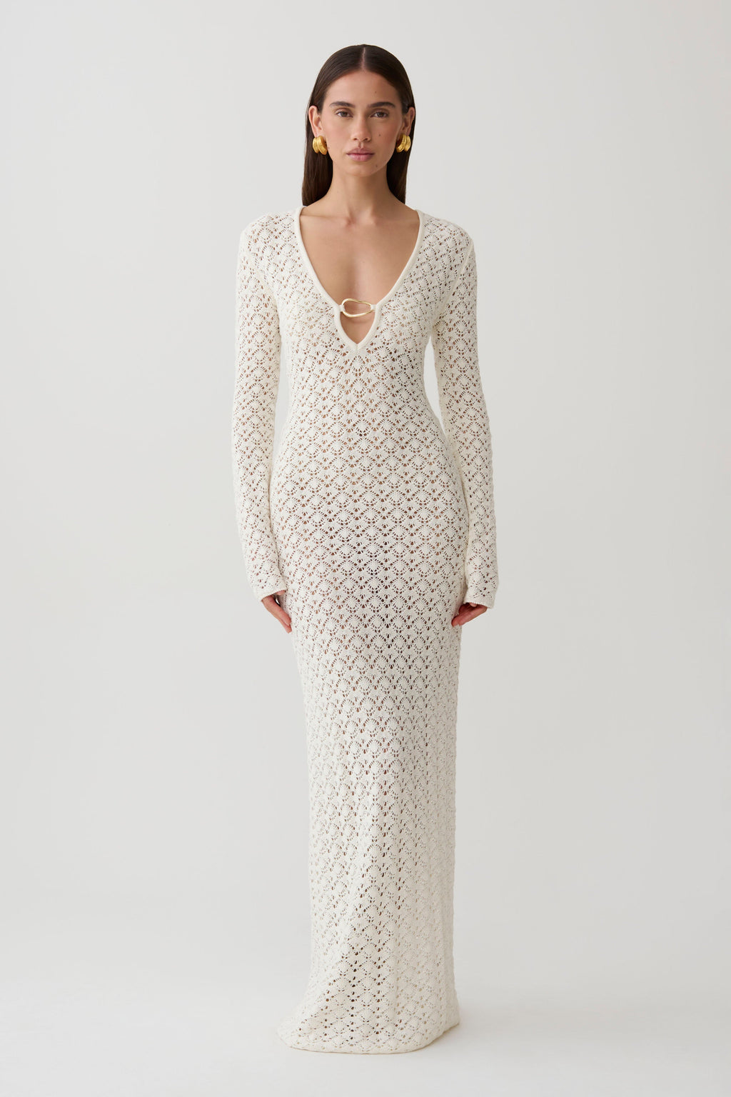 Crochet Knit Maxi Dress - Ivory