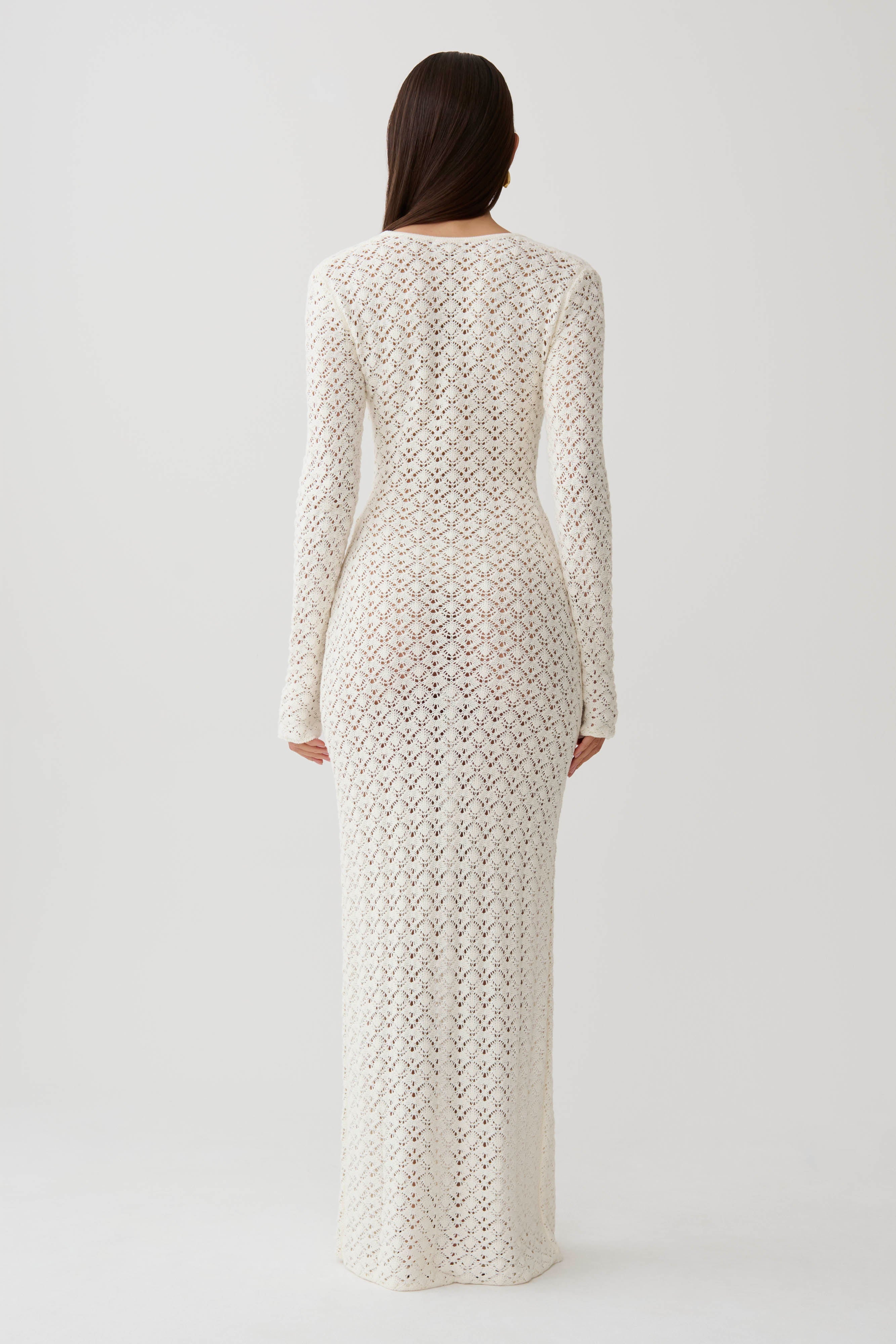 Crochet Knit Maxi Dress - Ivory