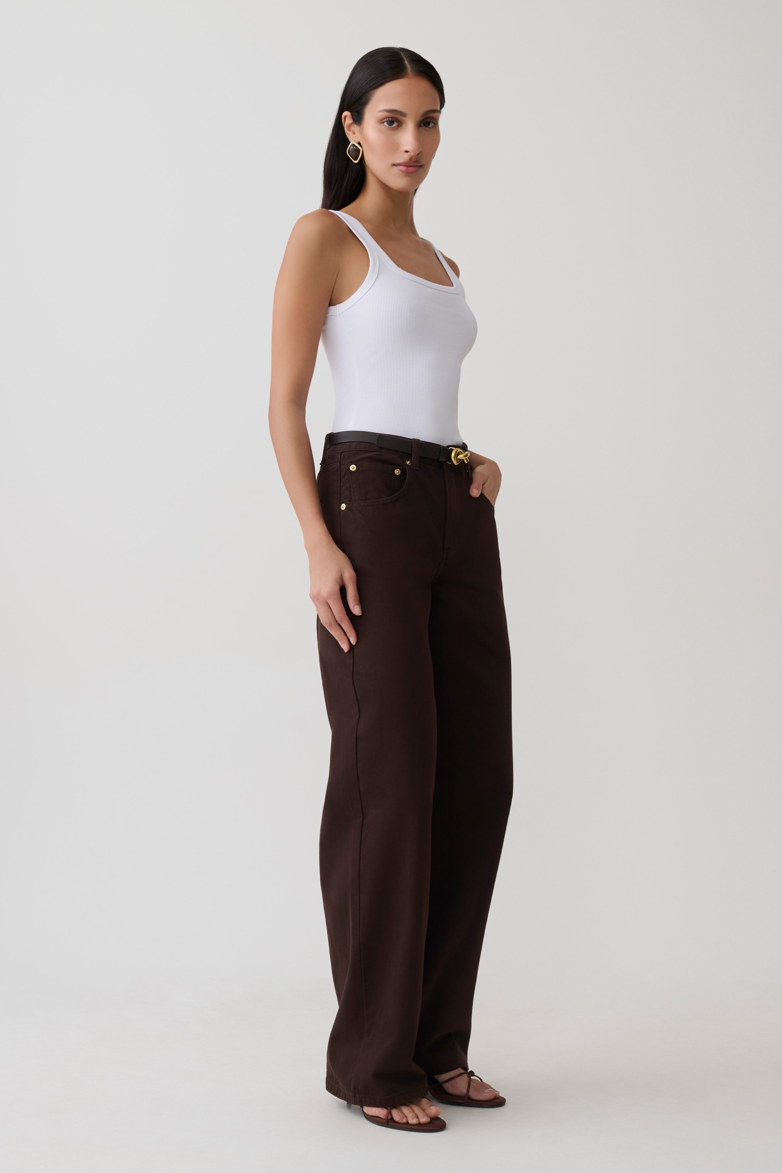 Square Neck Tank - White