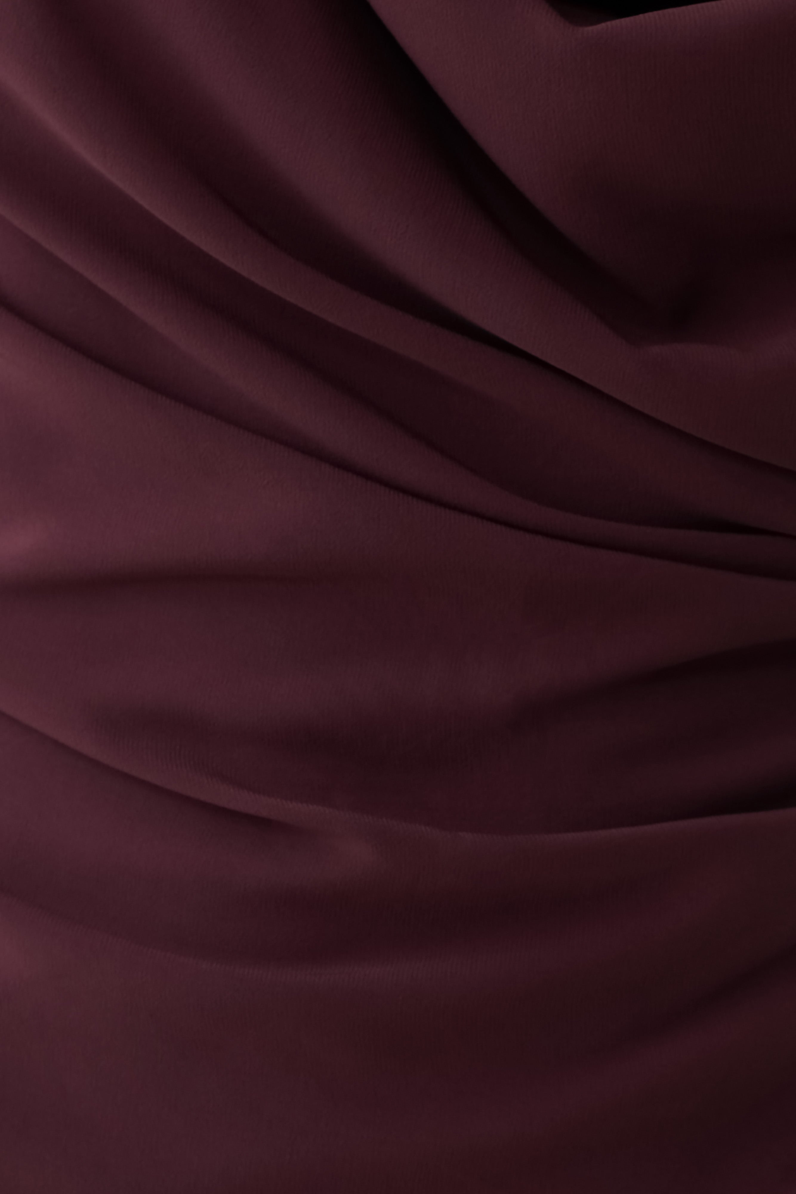 Cowl Drape Satin Mini Dress - Plum