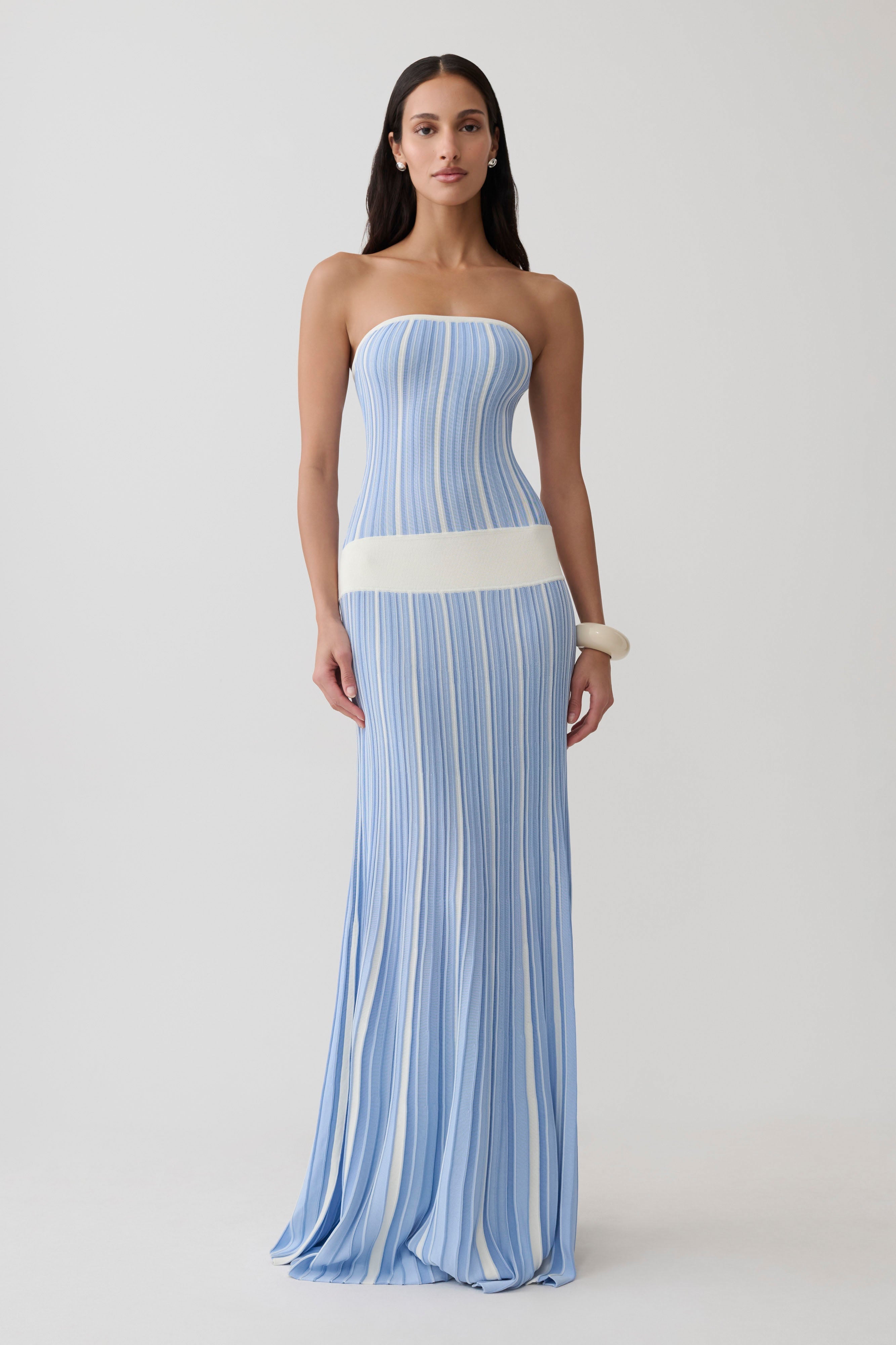 Stripe Maxi Knit Dress - Blue