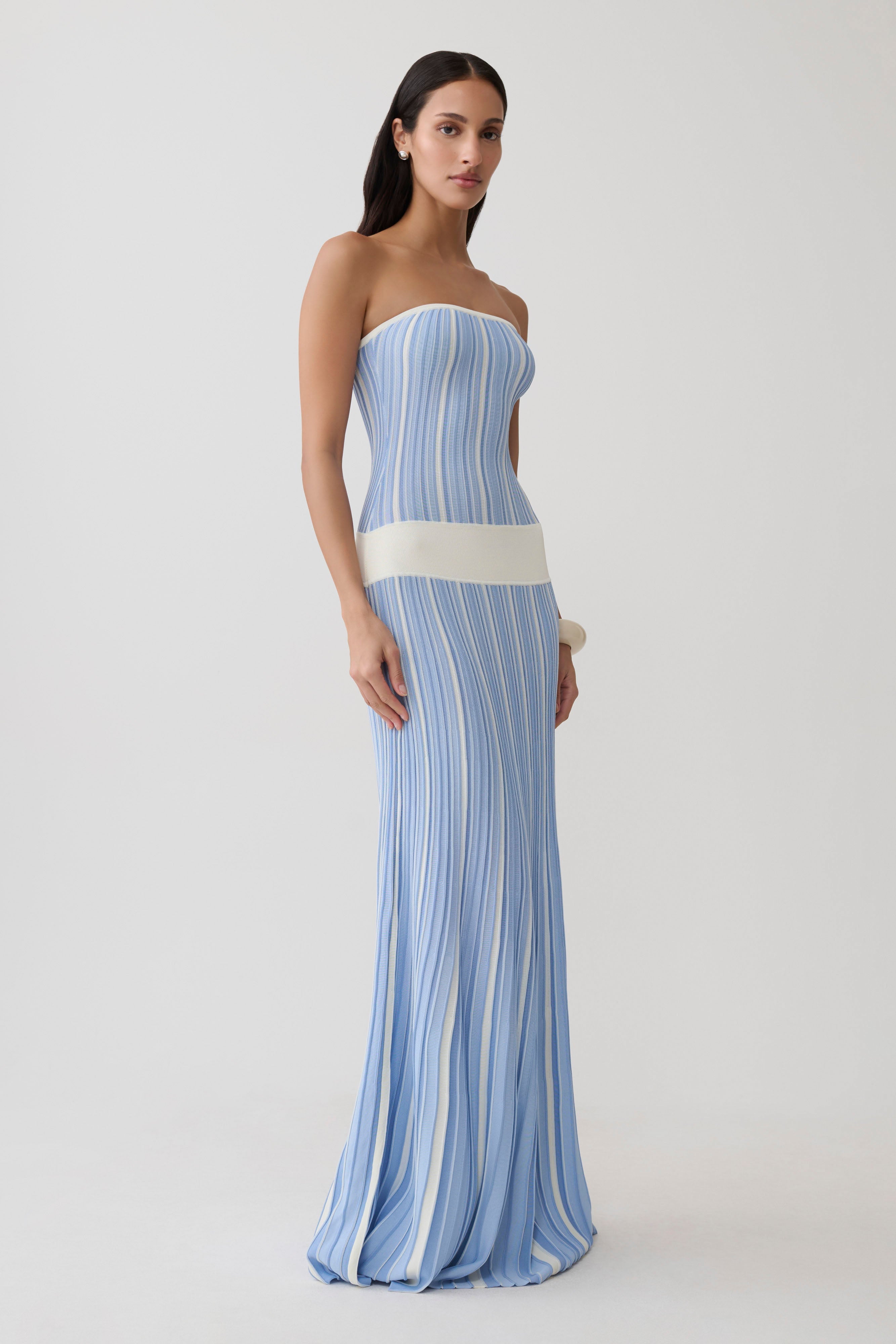 Stripe Maxi Knit Dress - Blue