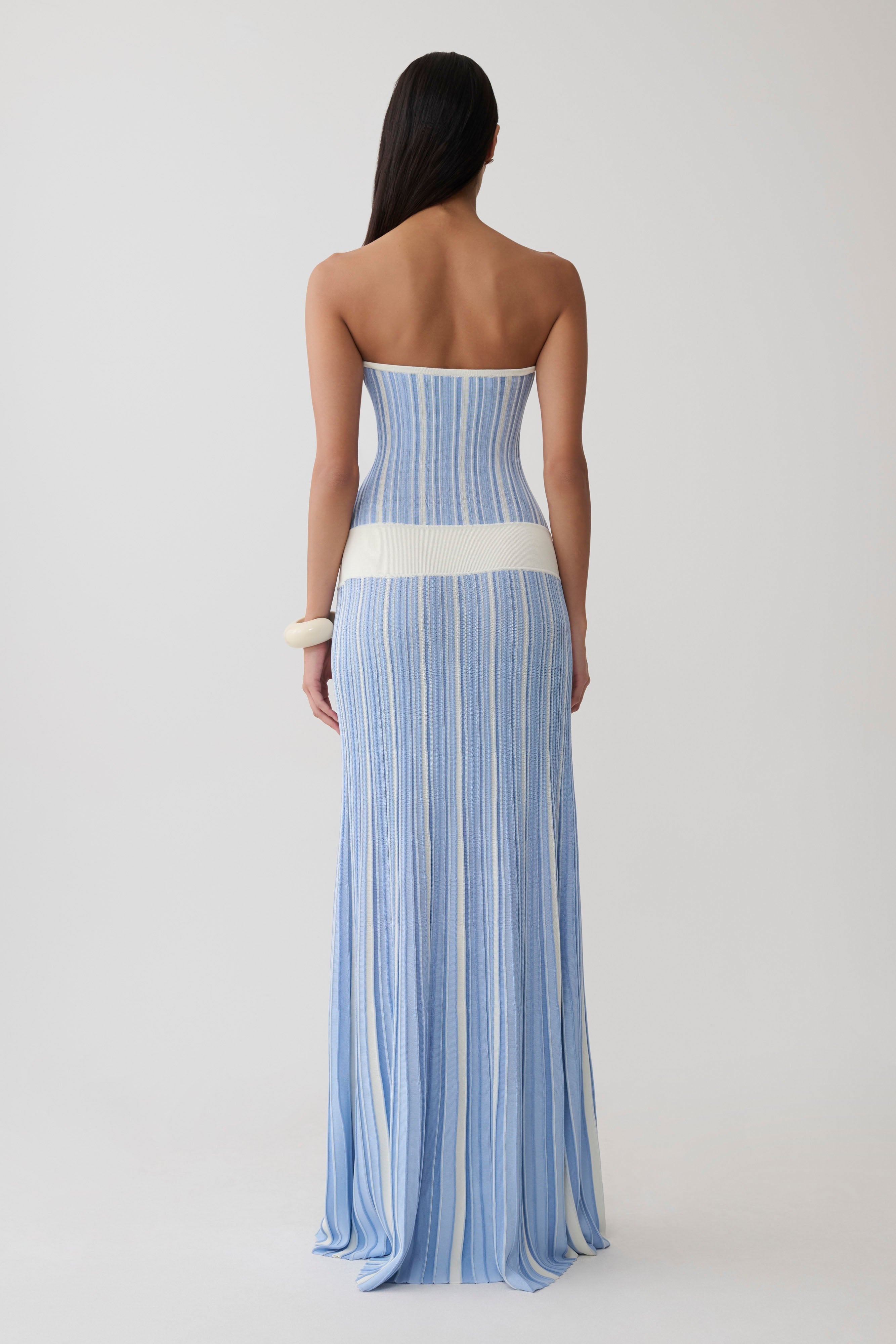 Stripe Maxi Knit Dress - Blue