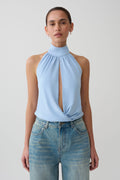 Mouwloze haltertop van viscose - Blauw