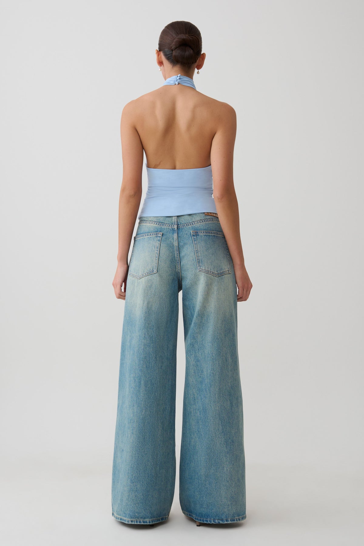 Mouwloze haltertop van viscose - Blauw