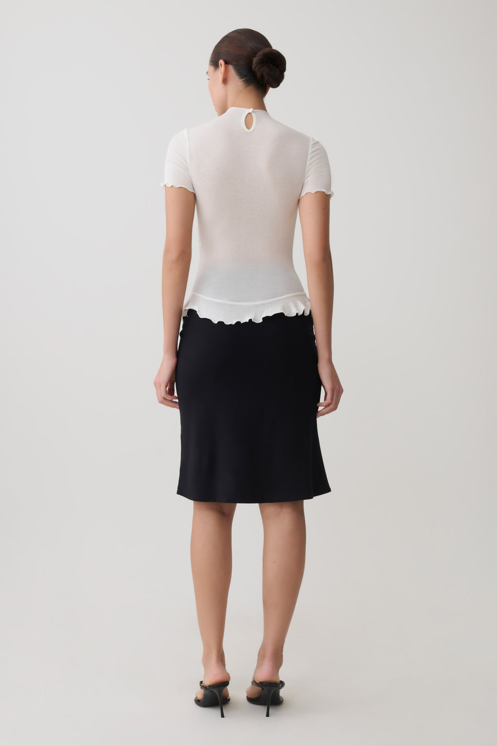Short Sleeve Ruffle Top - White