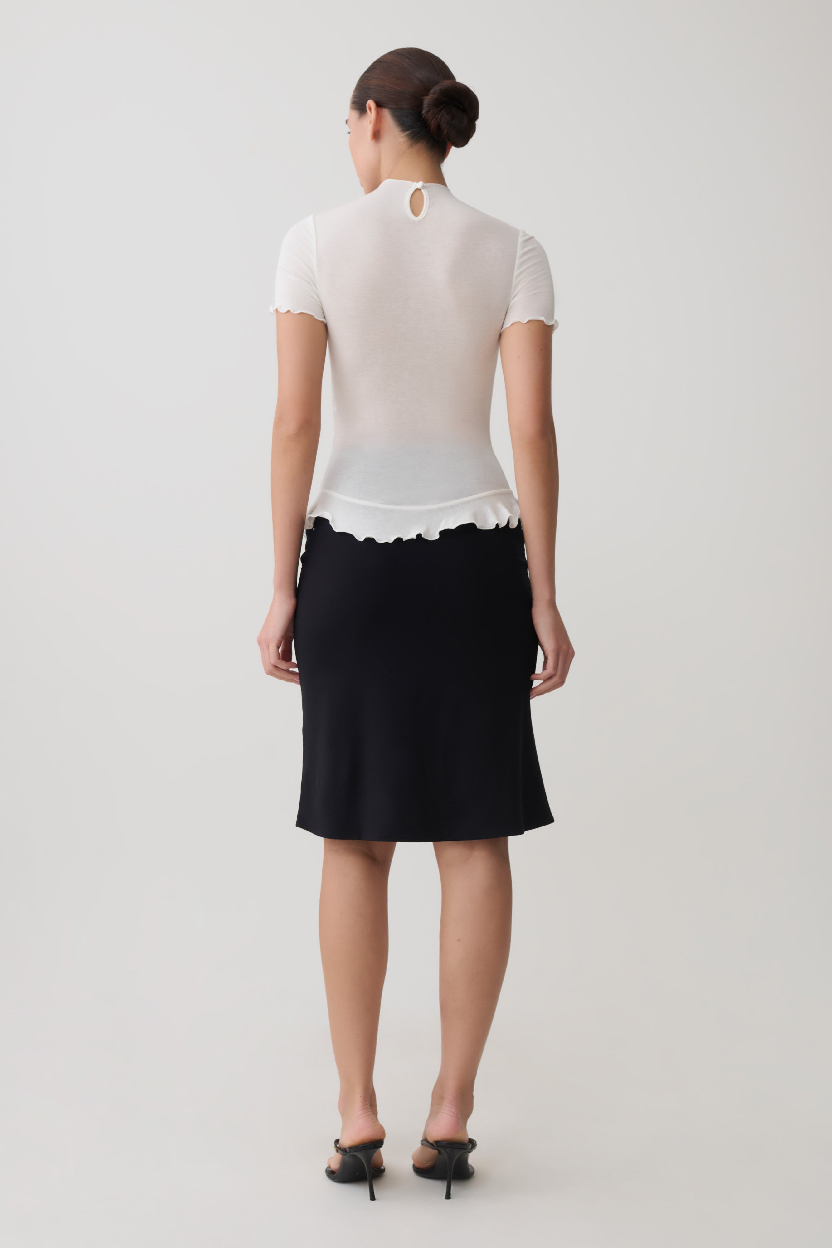 Short Sleeve Ruffle Top - White