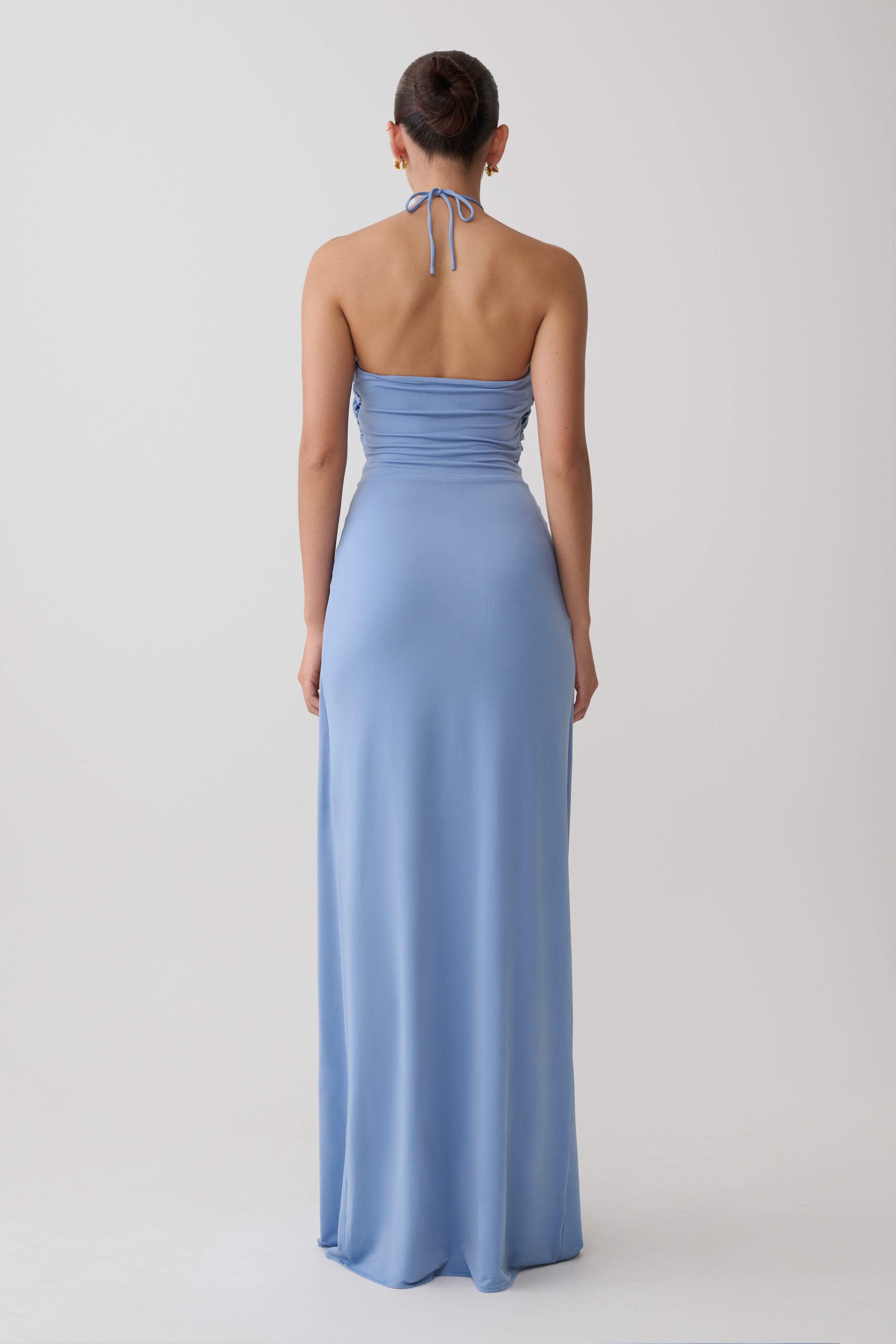 Halter Maxi Dress With Hardware - Cornflower Blue