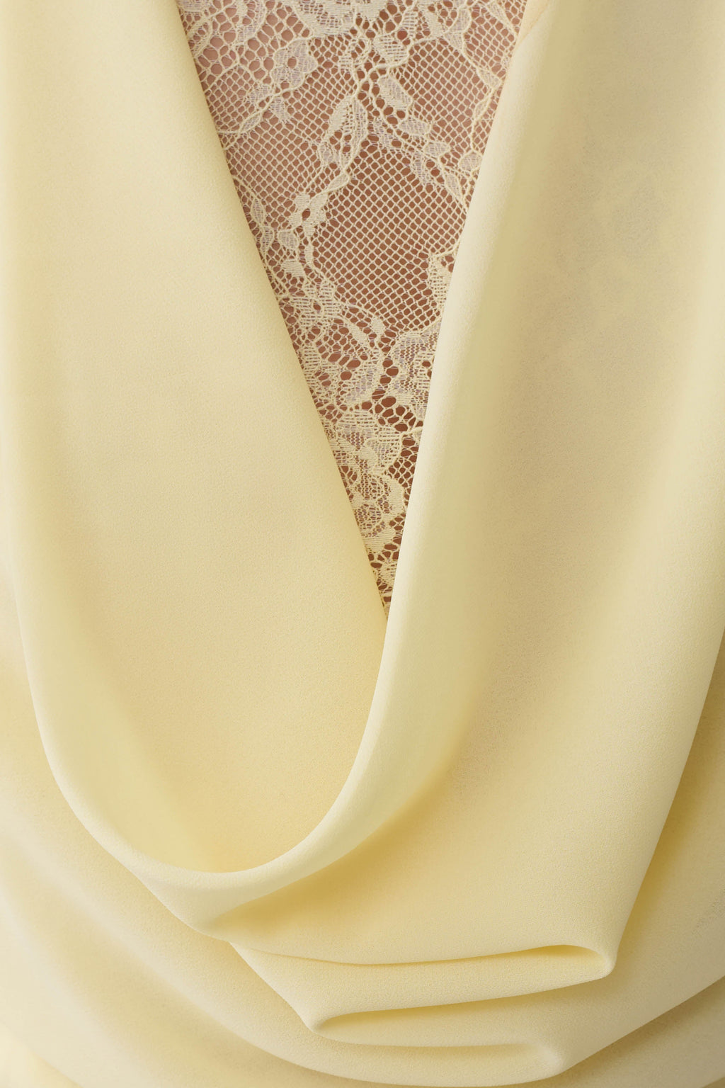 Chiffon And Lace Halter Maxi Dress - Lemon