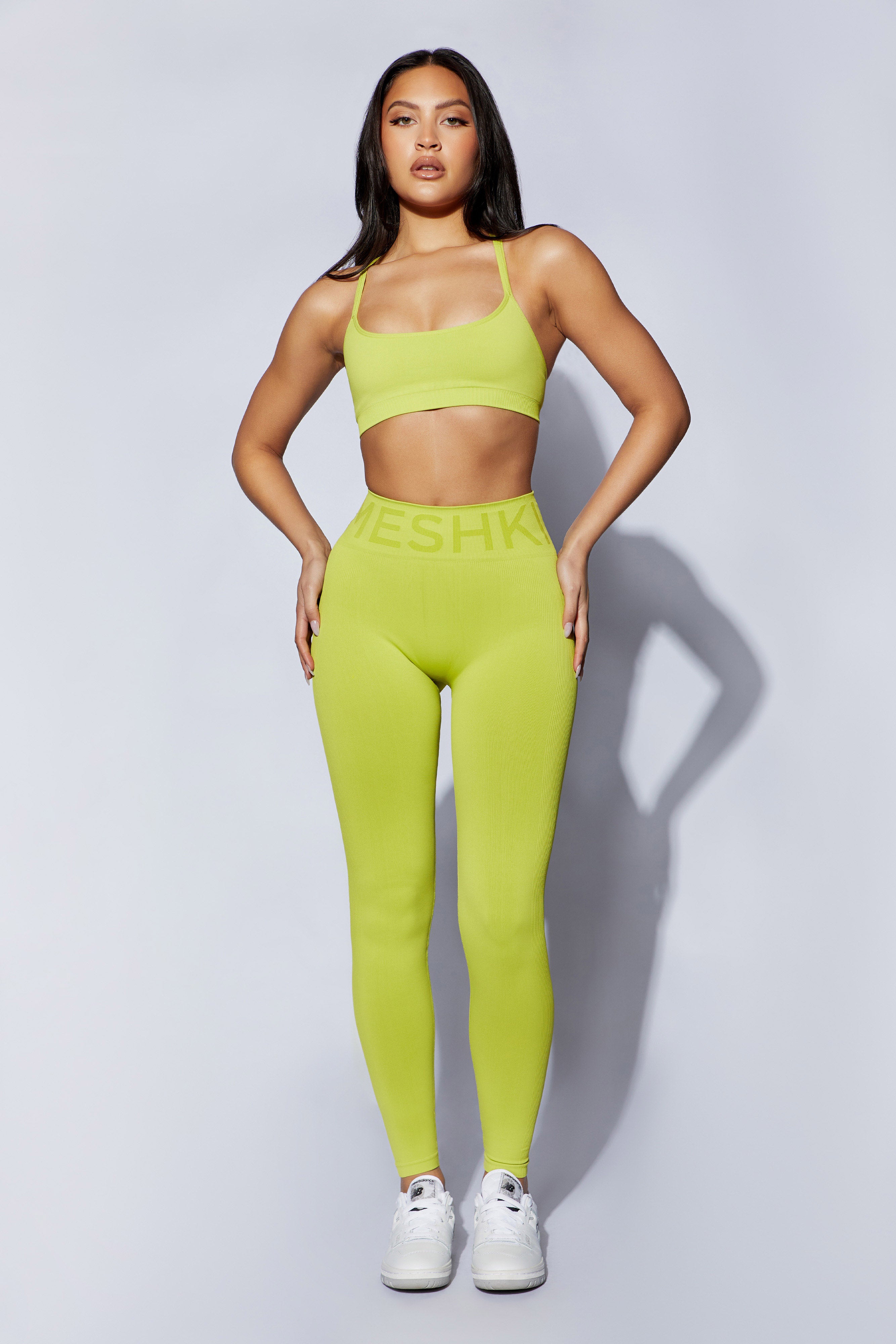 Cross Back Seamless Crop - Lime Green