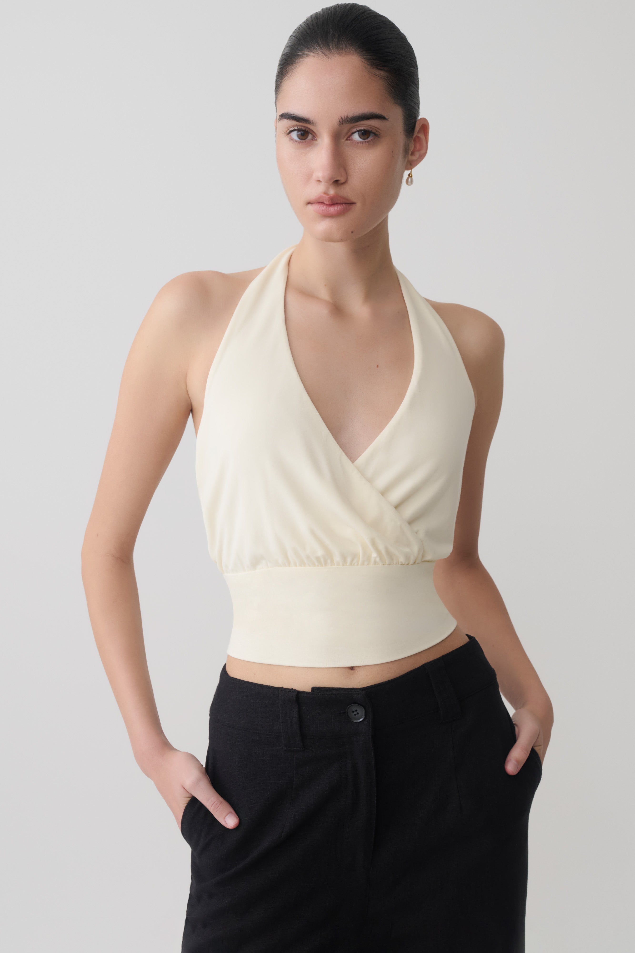Draped Halter Top - Ivory