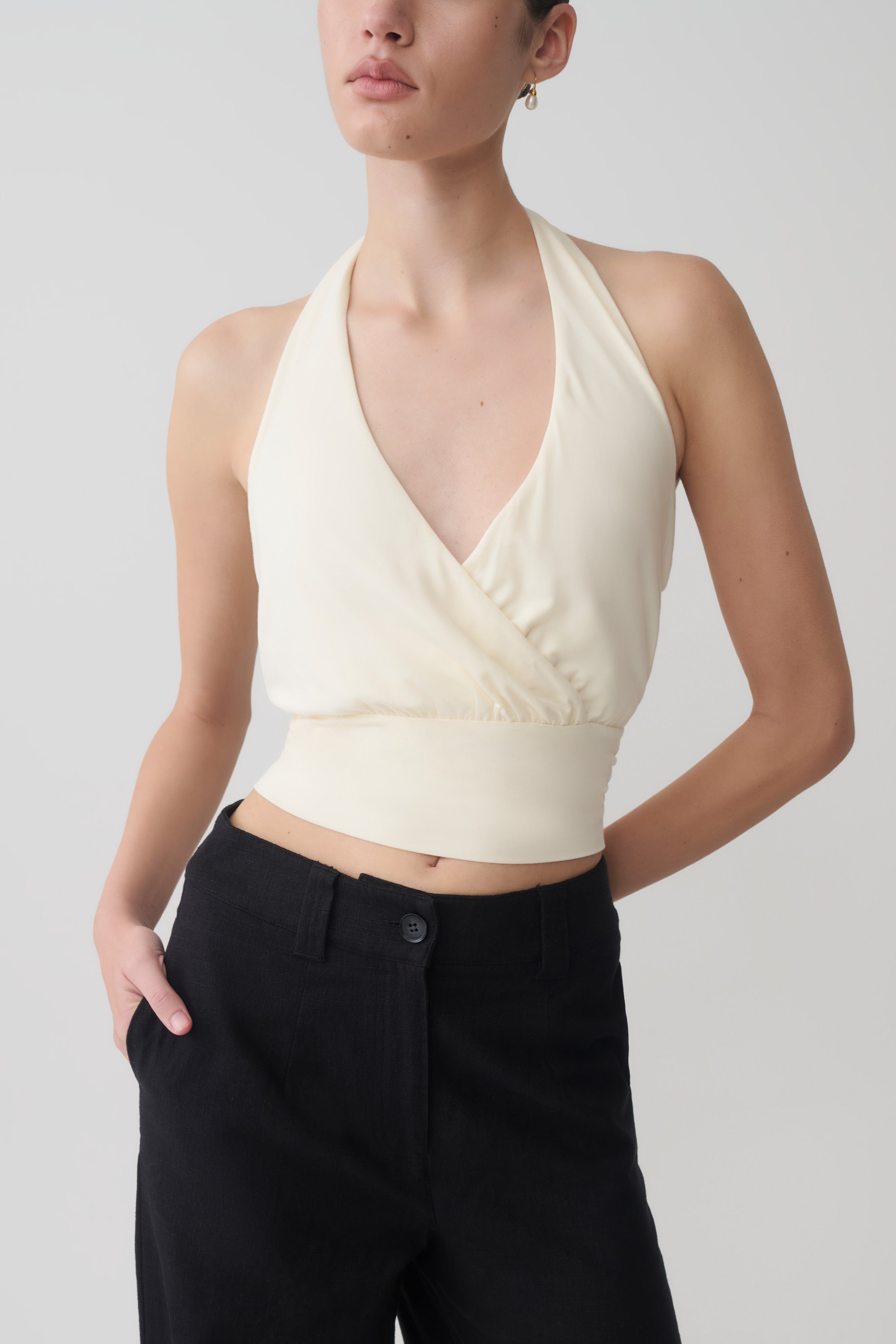Draped Halter Top - Ivory
