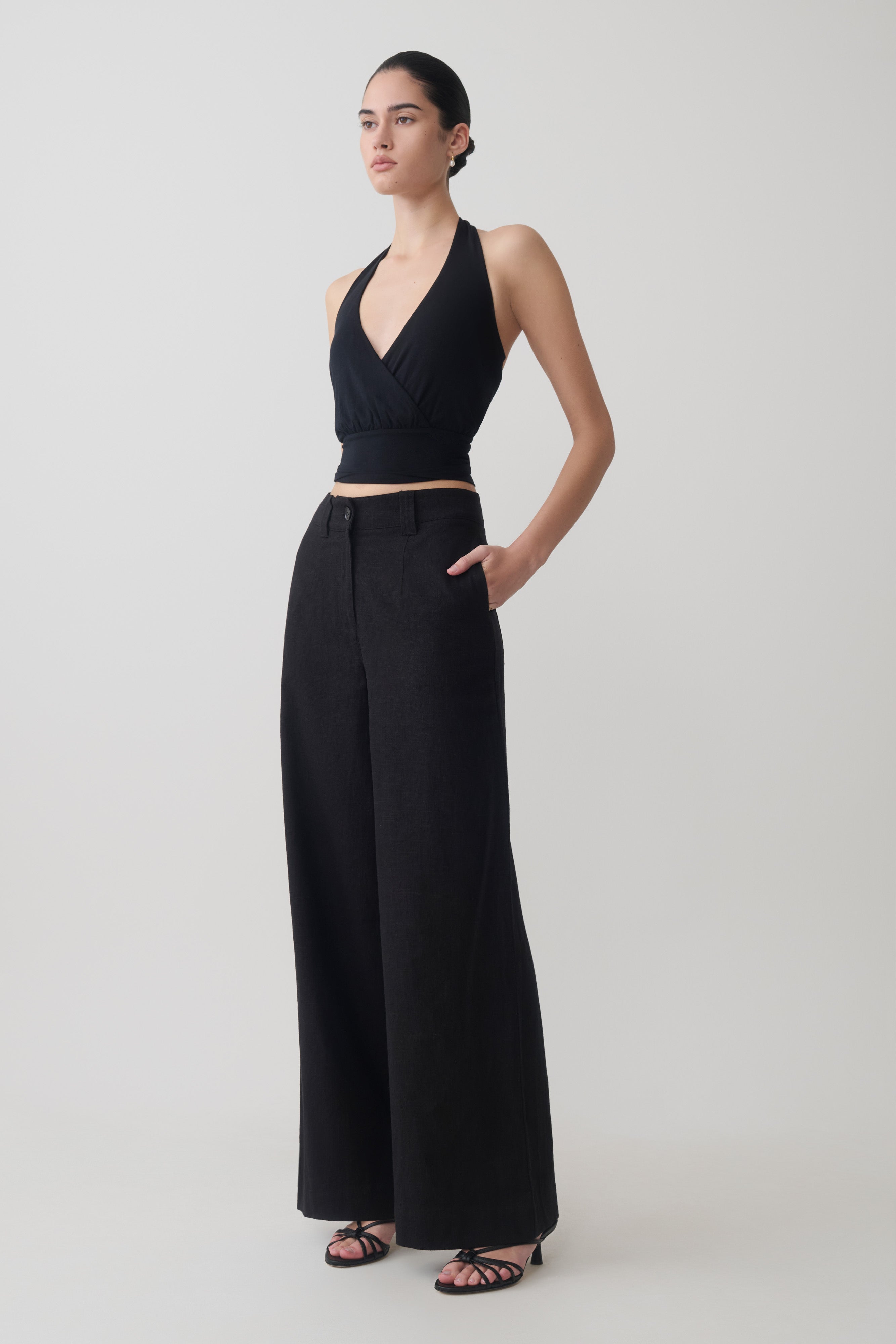 Draped Halter Top - Black