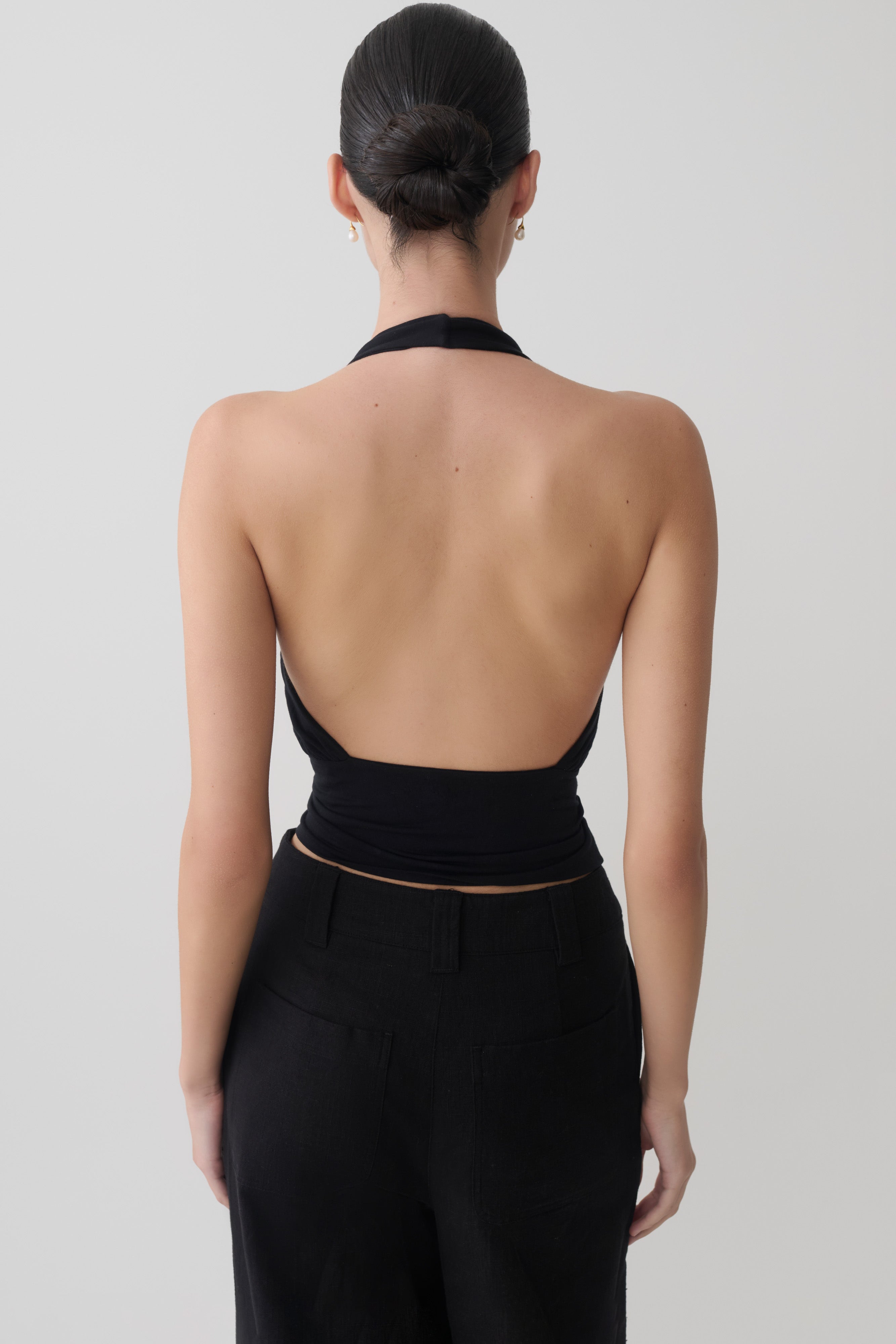 Draped Halter Top - Black