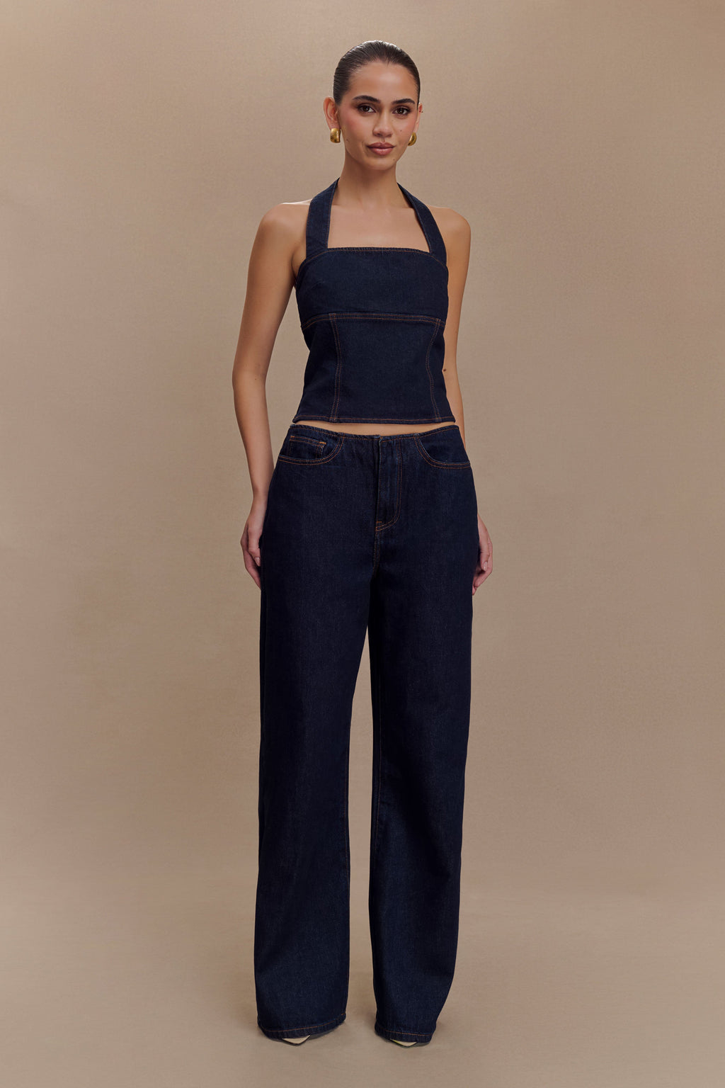Mid Rise Denim Jeans - Indigo Blue