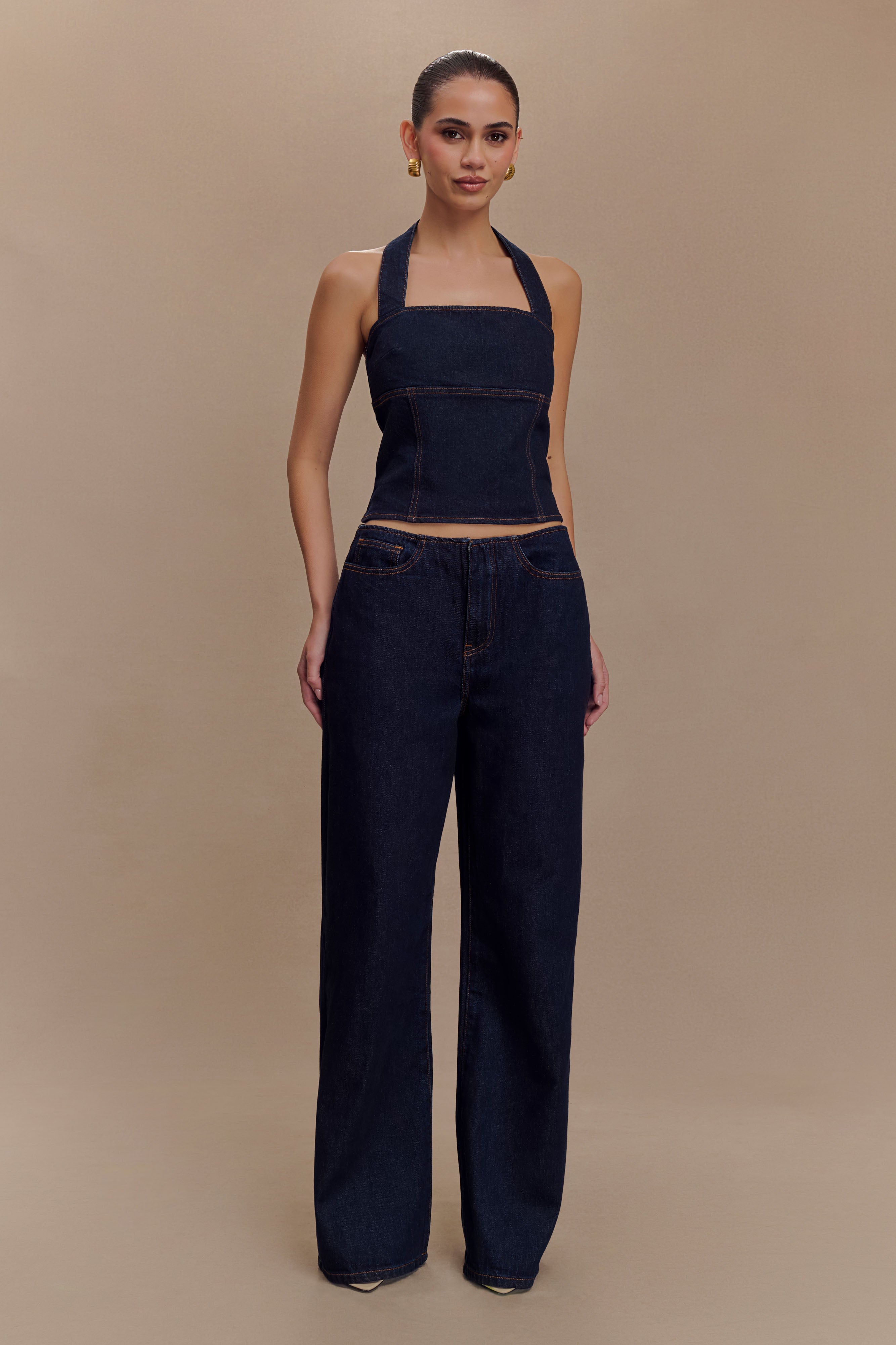 Mid Rise Denim Jeans - Indigo Blue