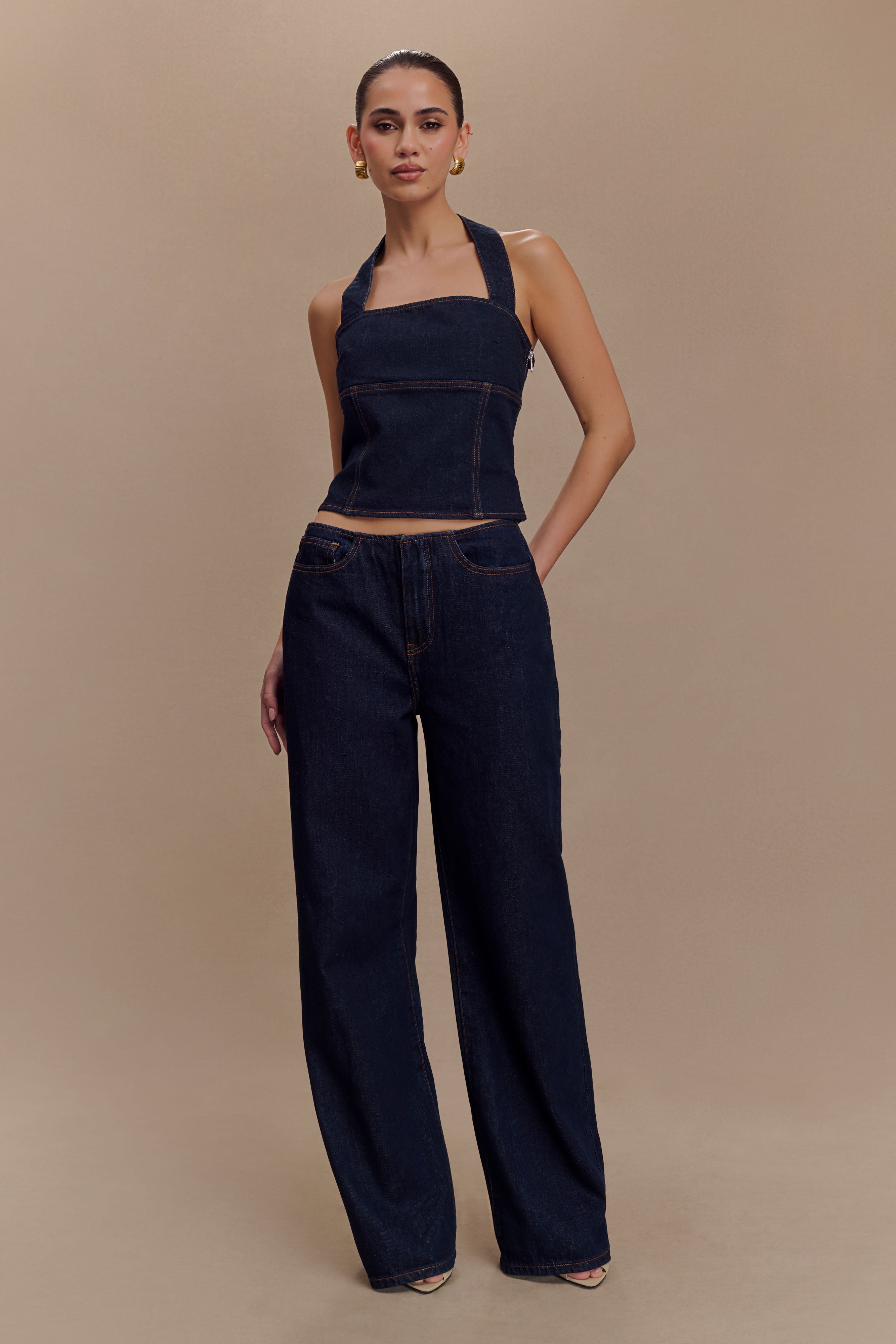 Mid Rise Denim Jeans - Indigo Blue